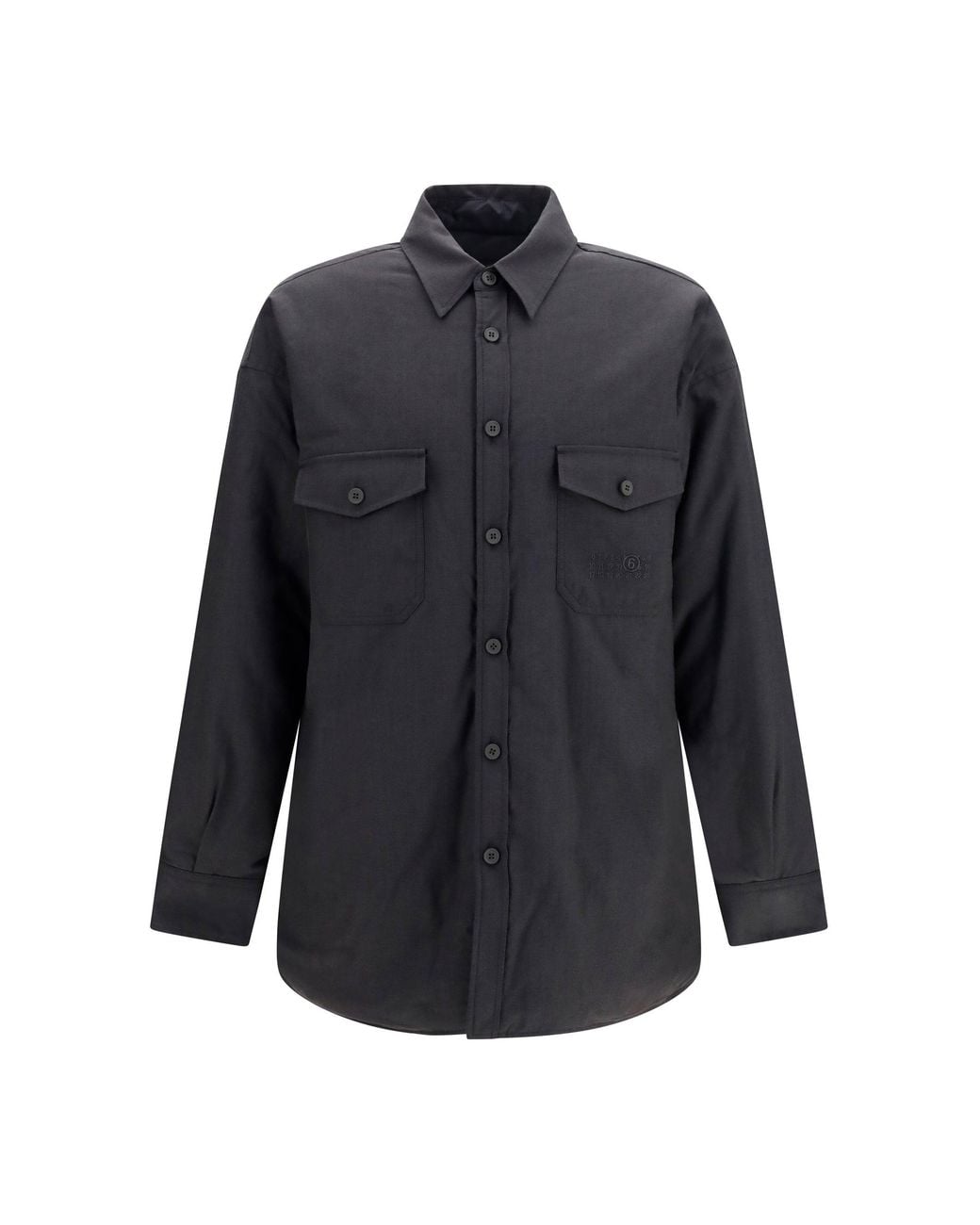 MM6 by Maison Margiela Blue Wool-Blend Shirt Anthracite for men