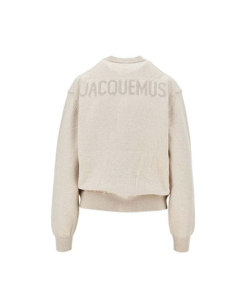 Jacquemus Natural Logo Intarsia Merino Wool Cardigan