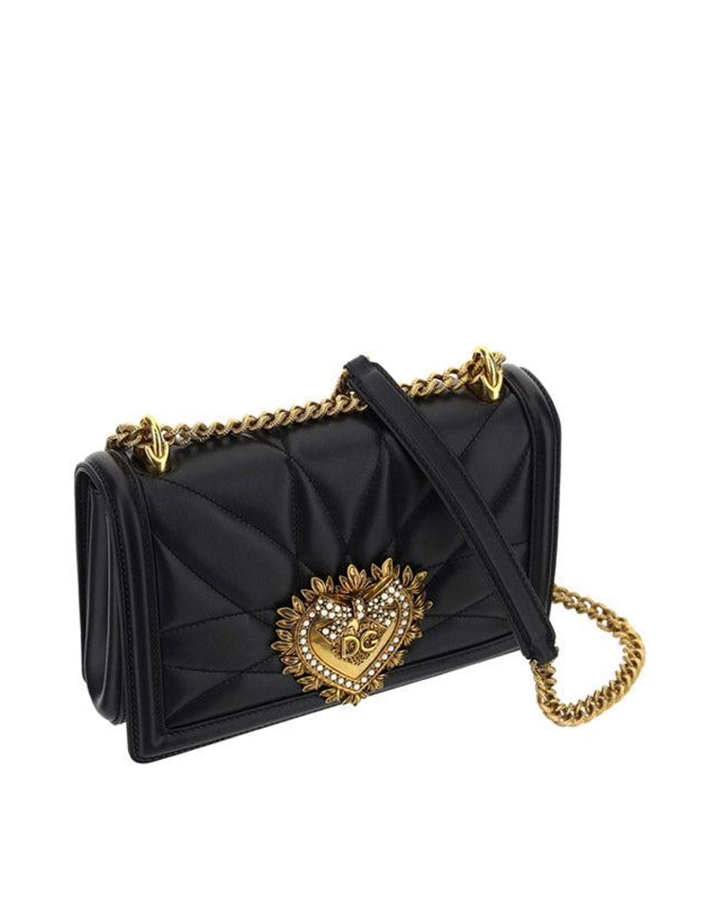 Dolce & Gabbana Black Dolce & Gabbana Medium Devotion Nappa Shoulder Bag
