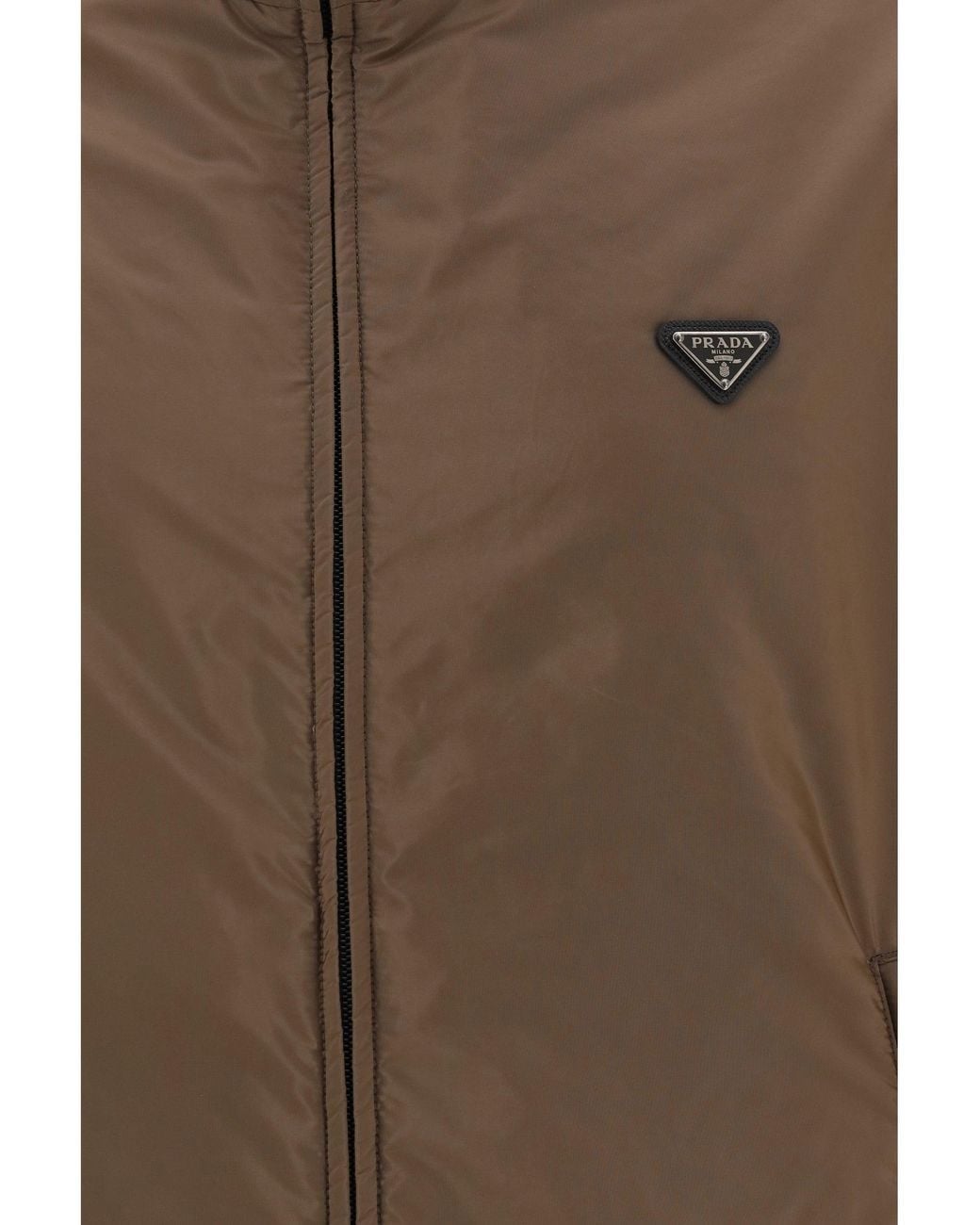 Prada Brown Re-Nylon Down Jacket Corteccia+Nero for men