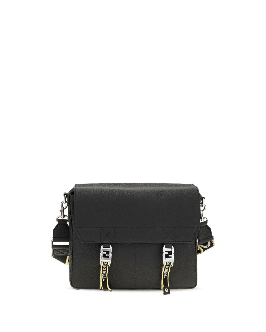 Fendi Black Flow Mess Medium Roman Leather Crossbody Bag for men