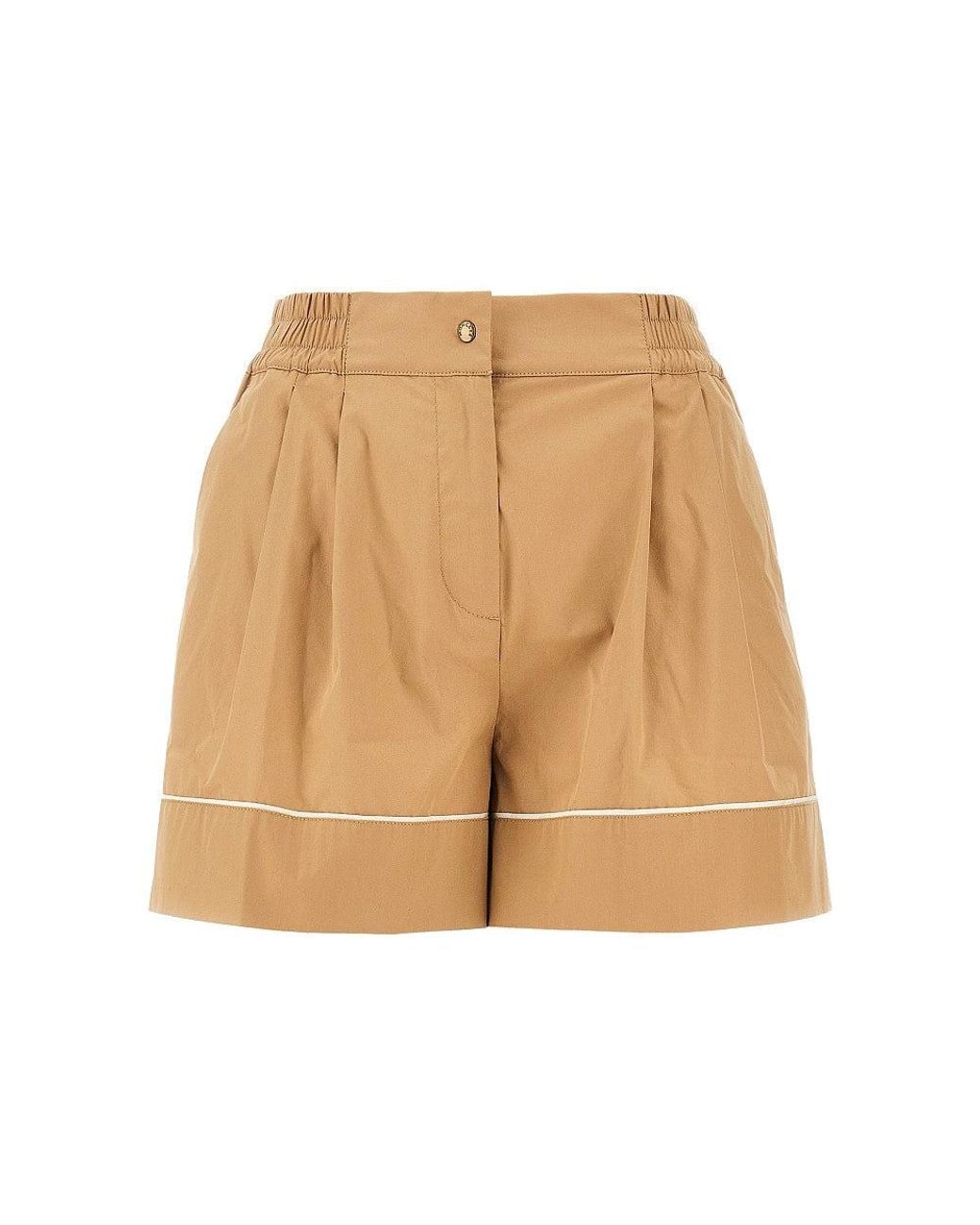 Moncler Natural Cotton-Blend High-Rise Shorts