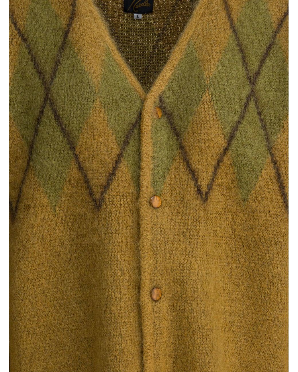 Needles Green Mohair Cardigan for men