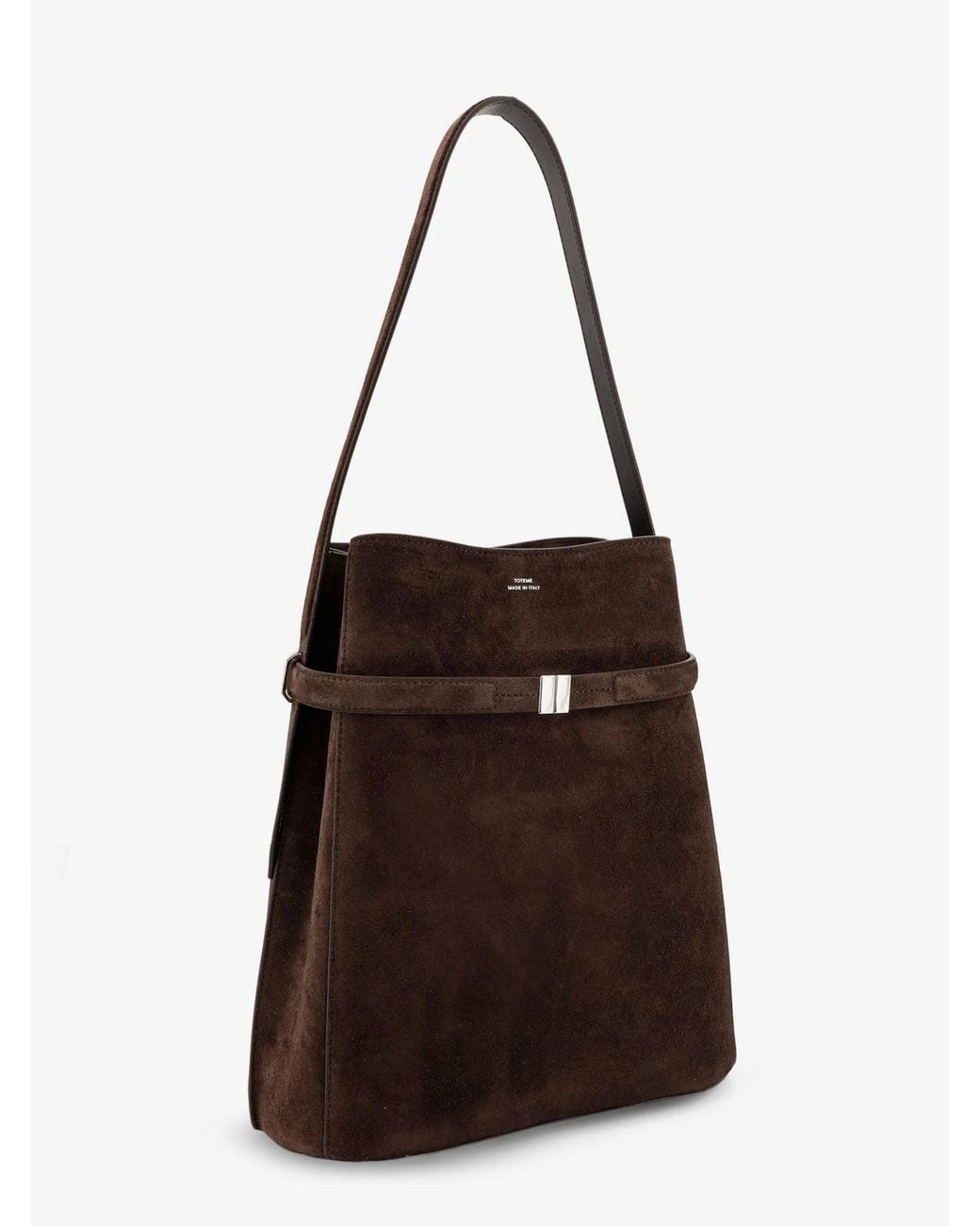 Totême Brown Suede Shoulder Bag With Metal Detail On The Front