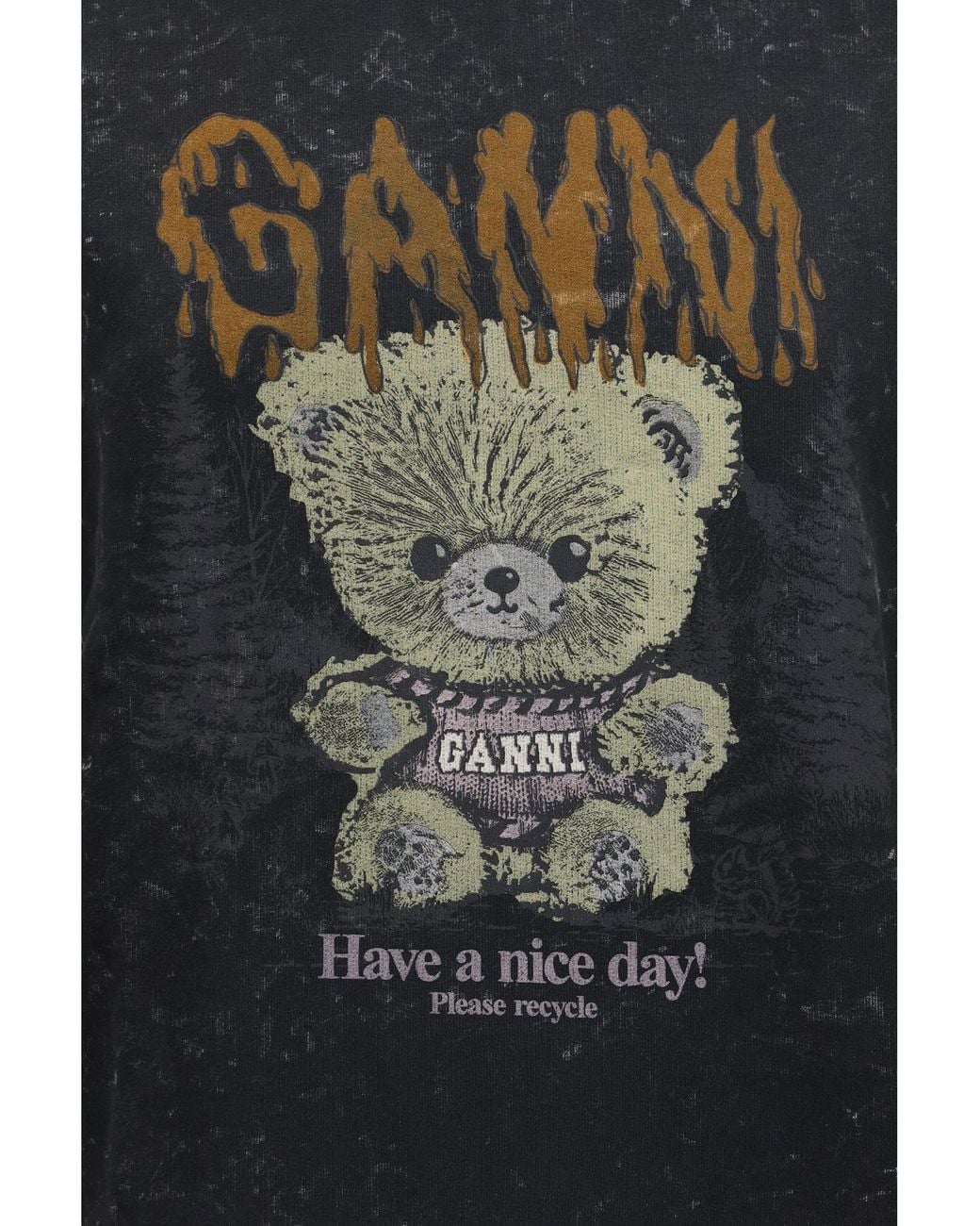 Ganni Black Isoli Forest Teddy Sweatshirt Phantom