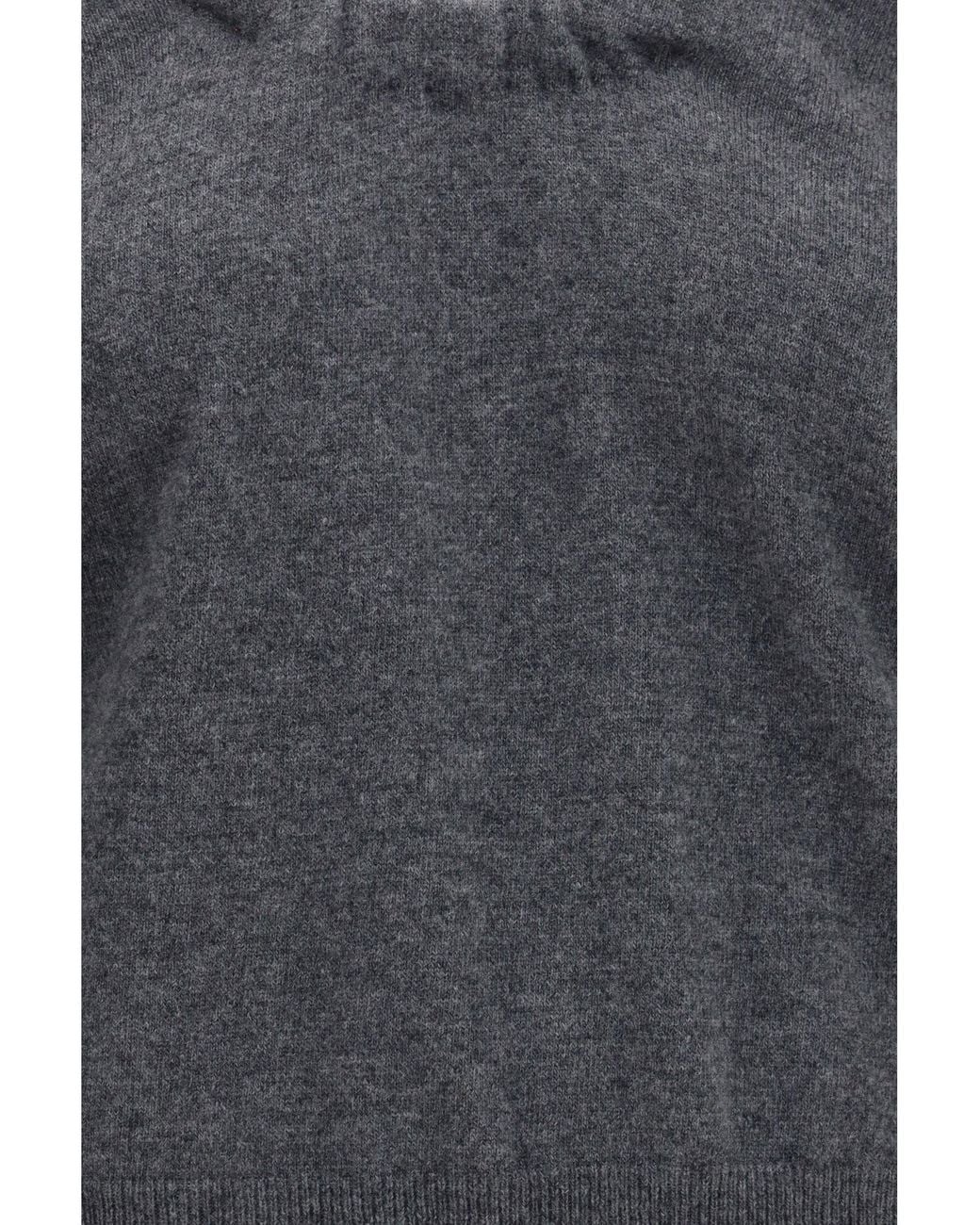 Margiela Blue Wool Sweater With Gathered Neckline Medium