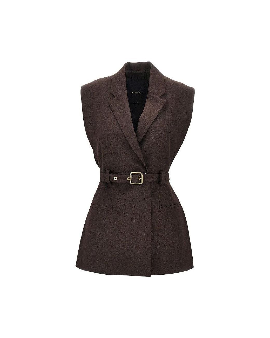 Pinko Brown Gabardine Vest With Belt