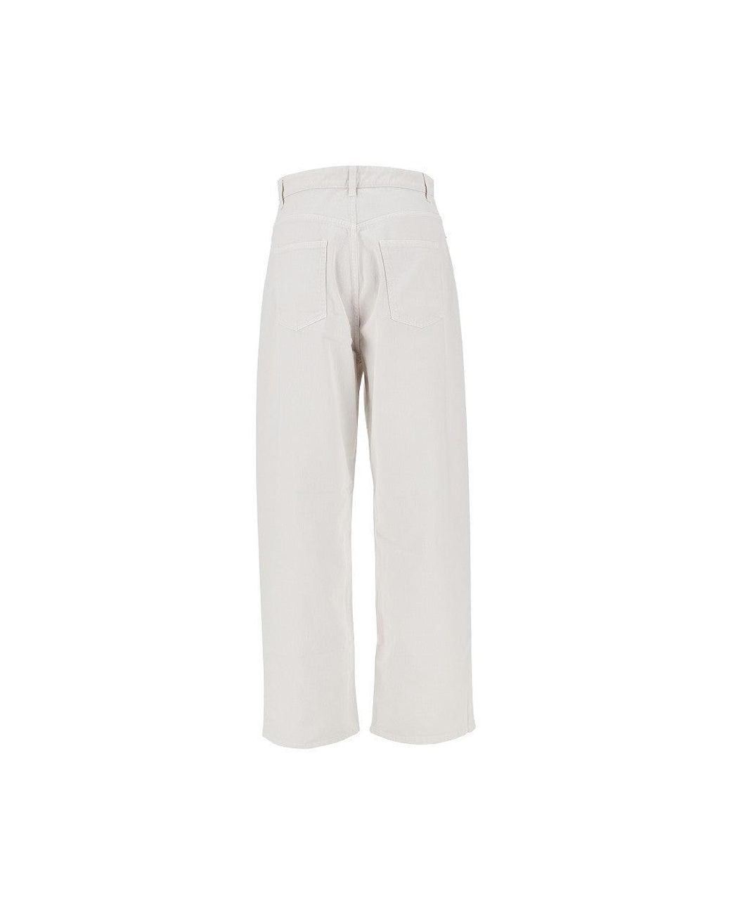 Phoebe Philo White Cotton Drill Drop Jeans