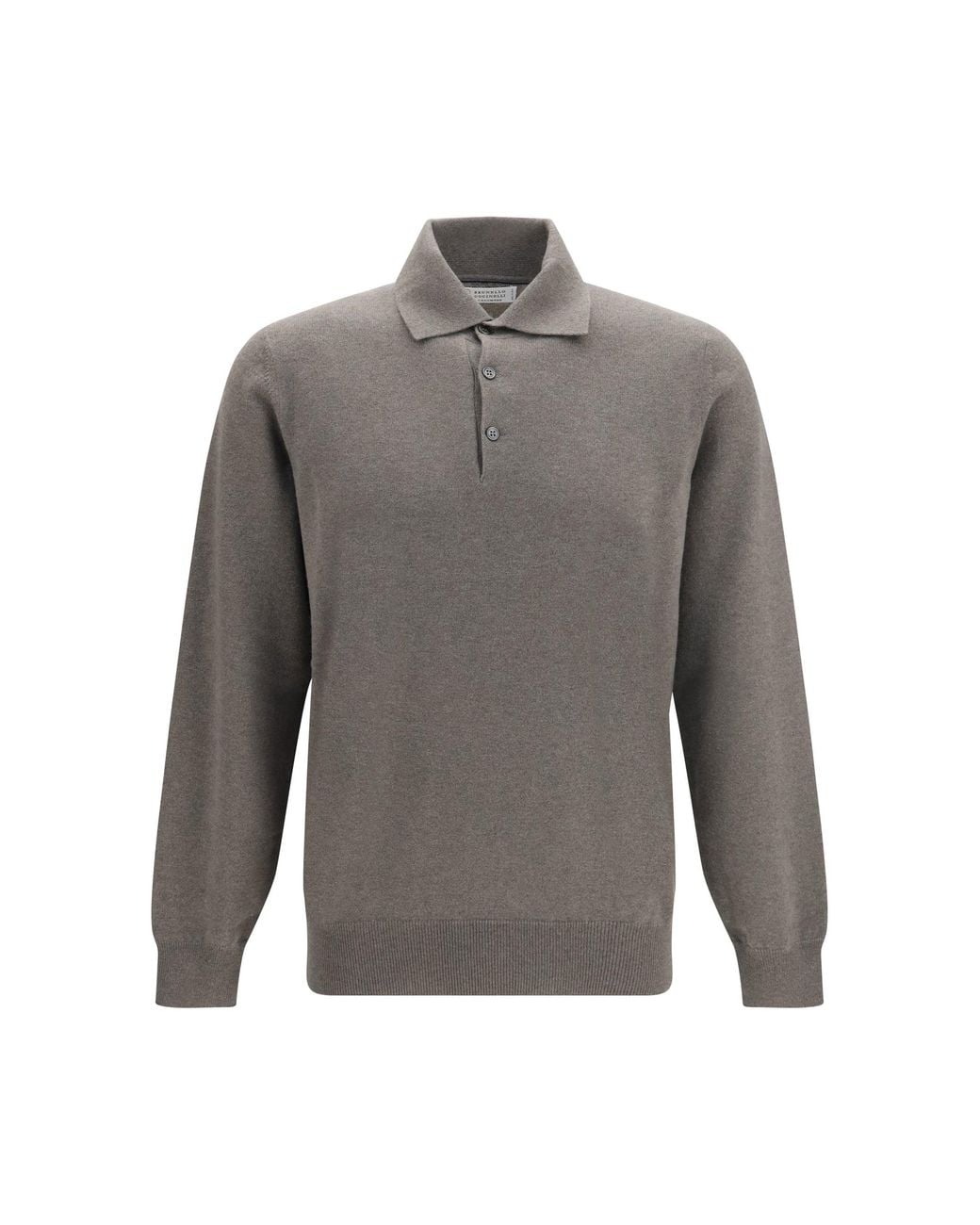 Brunello Cucinelli Gray Cashmere Knit Polo Army Washed for men