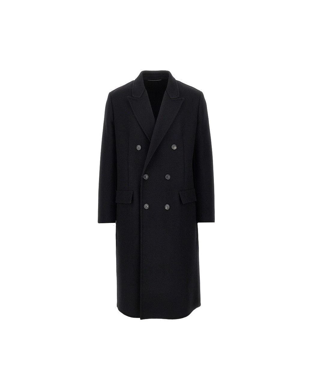 Saint Laurent Black Double Wool Felt Coat for men