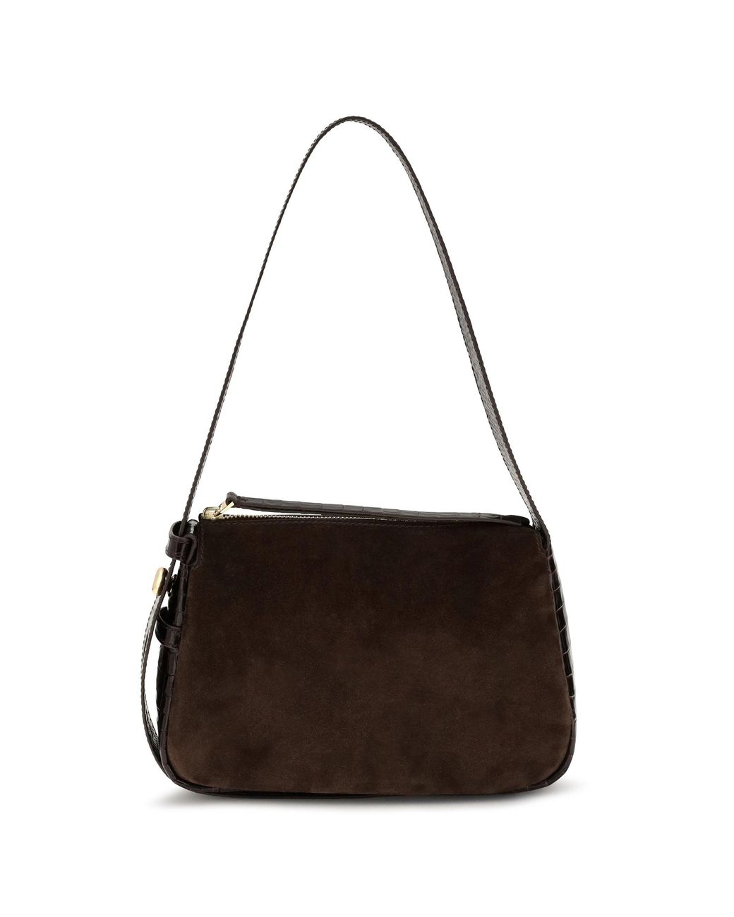 Tory Burch Black Small Romy Suede Shoulder Bag Dark Cocoa