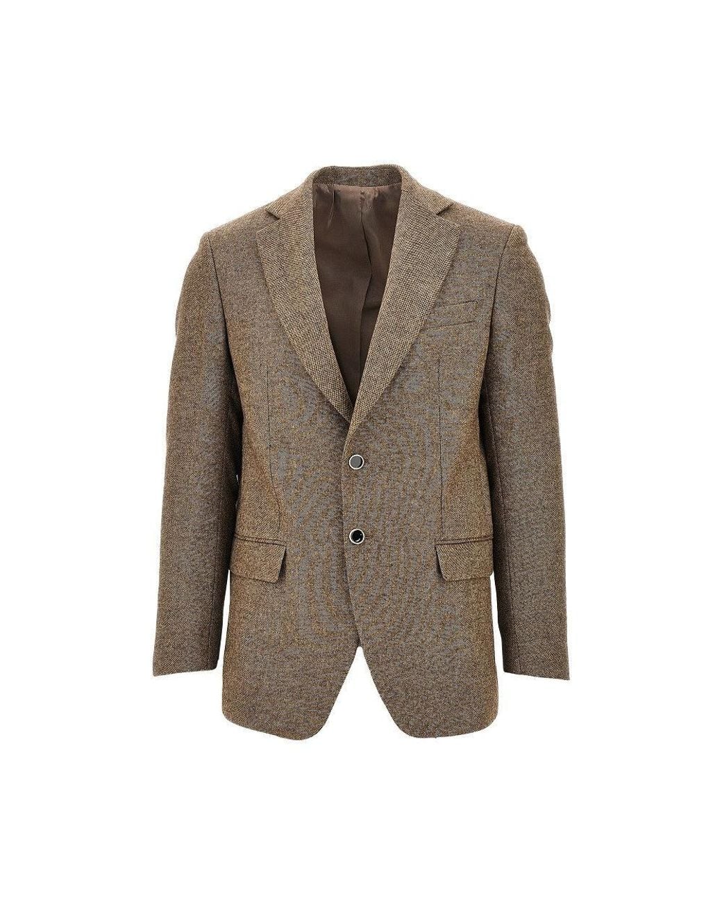 MARSĒM Brown Wool-Blend Single-Breasted Jacket for men
