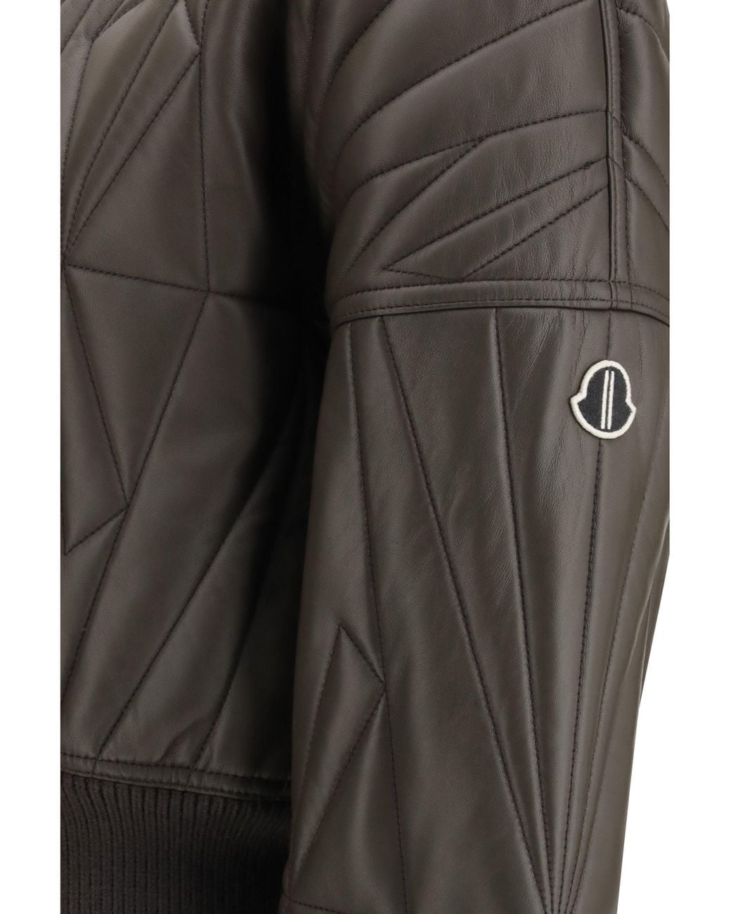 Moncler Black Rick Owens Geocamo Leather Jacket + Rick Owens