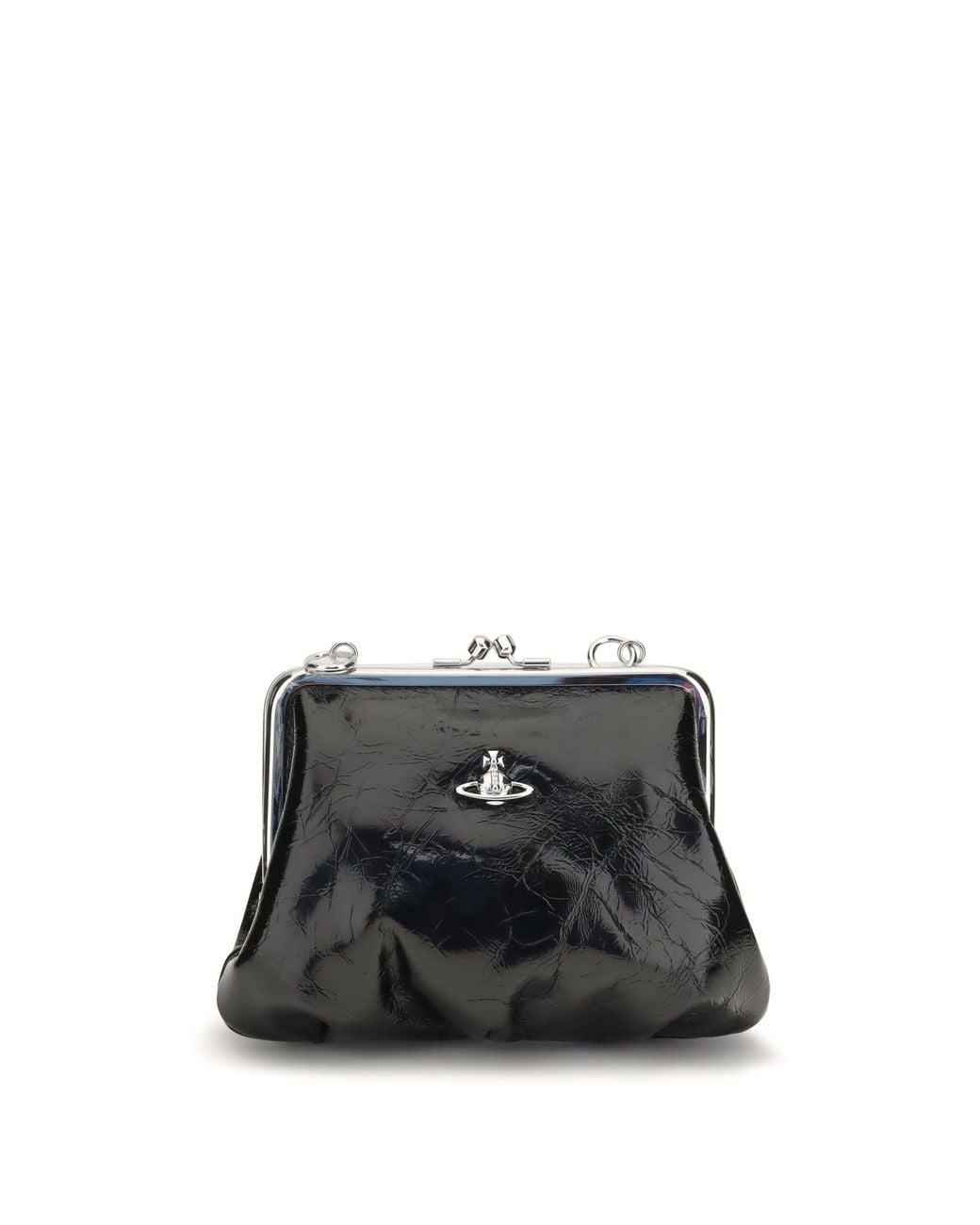 Vivienne Westwood Black Granny Frame Patent Leather Handbag