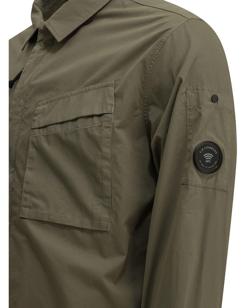 C P Company Green Overshirt Jacket With Logo for men