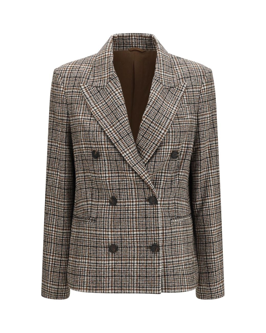 Brunello Cucinelli Brown Double-Breasted Jacket Alpaca And Wool