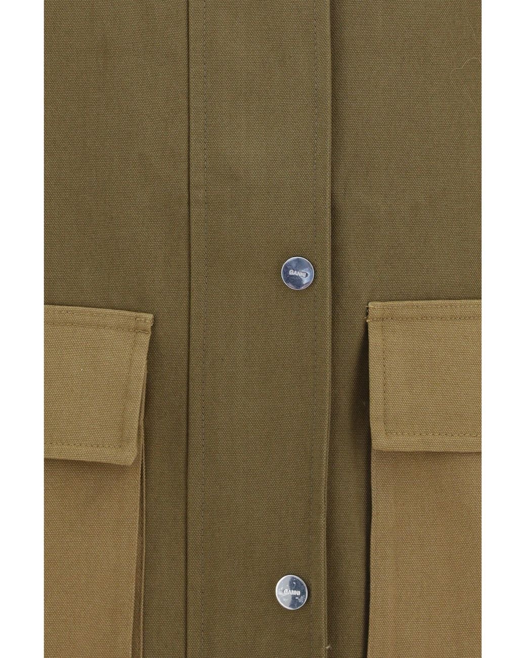 Ganni Green Oversized Cotton Jacket Military