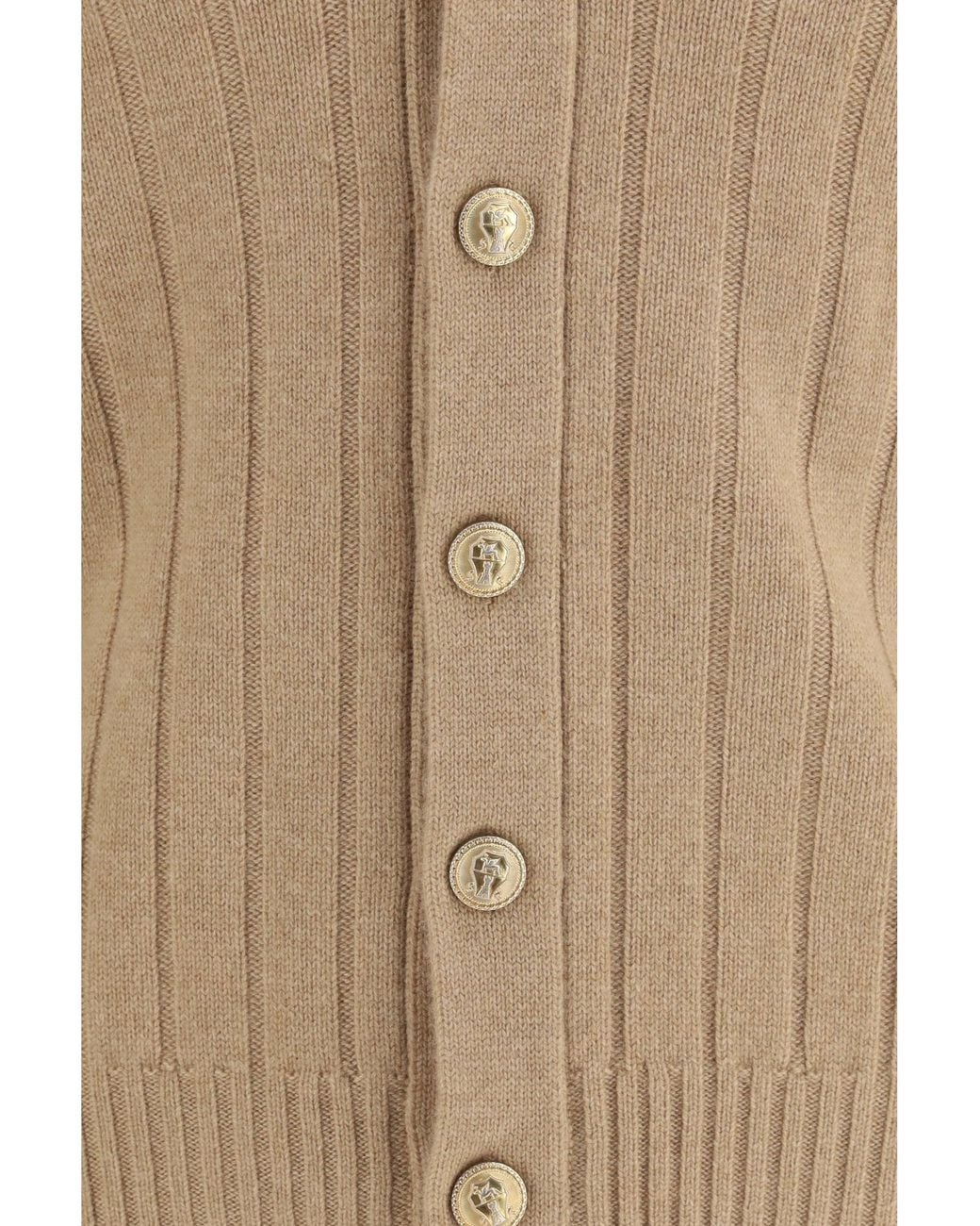 Brunello Cucinelli Natural Ribbed Cashmere Cardigan for men
