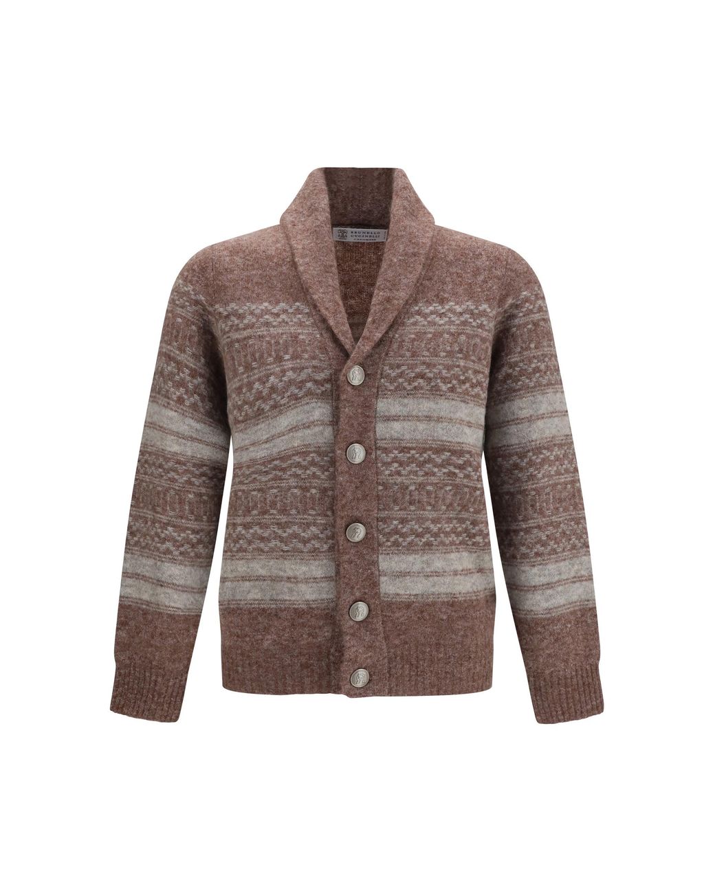 Brunello Cucinelli Brown Cardigan V-Neck Button for men
