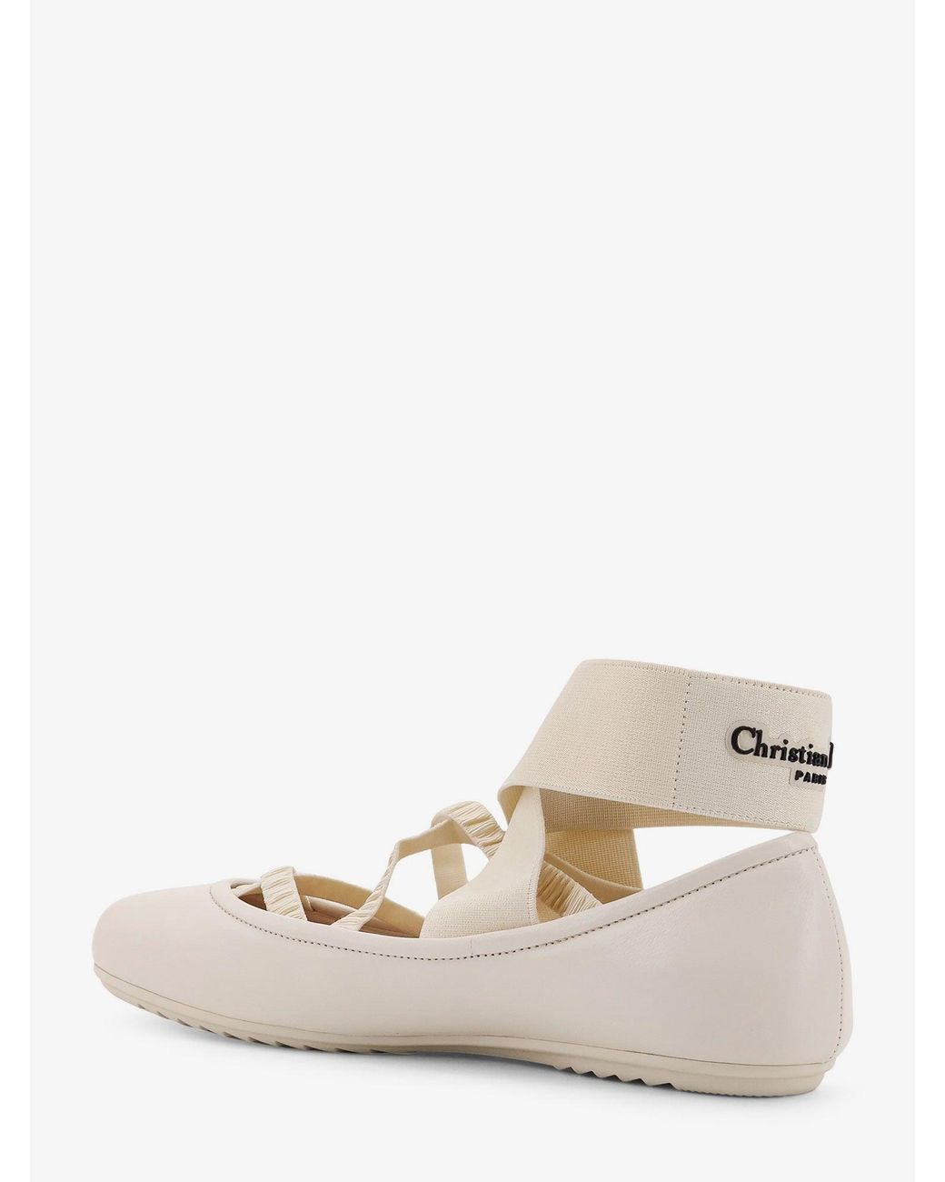Dior Natural Dior Shade Leather Ballerinas With Elastic Bands