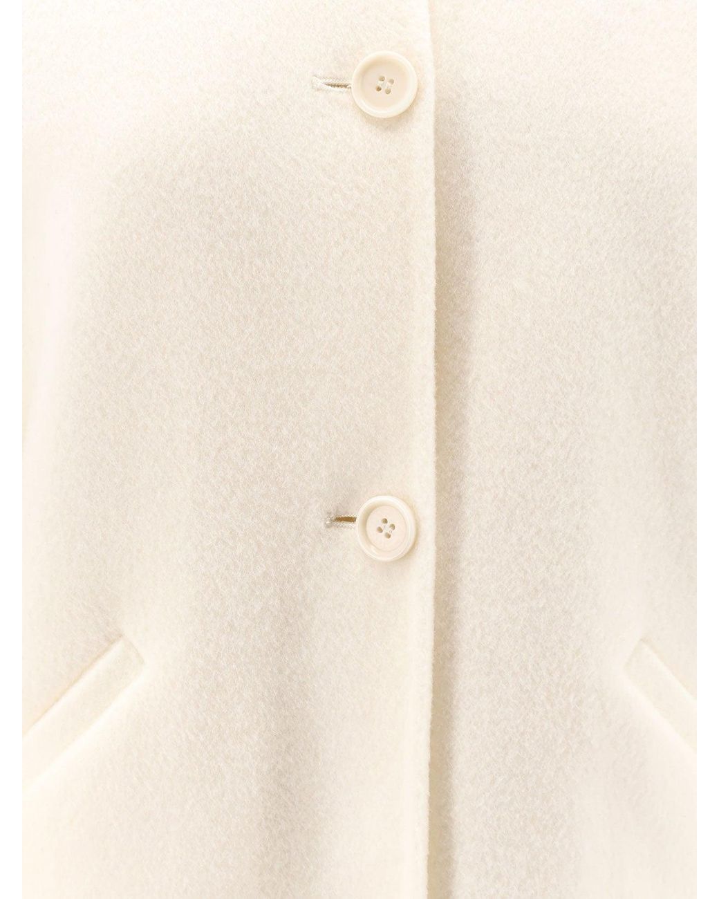 Aspesi White Unlined Wool Coat