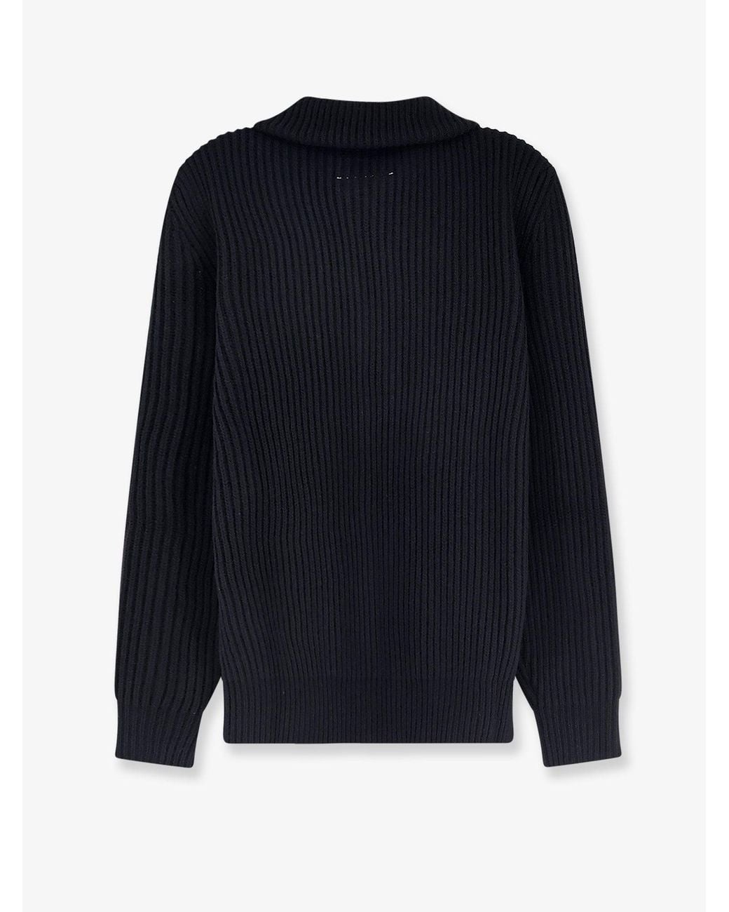 MM6 by Maison Margiela Blue Ribbed Wool Blend Cardigan for men