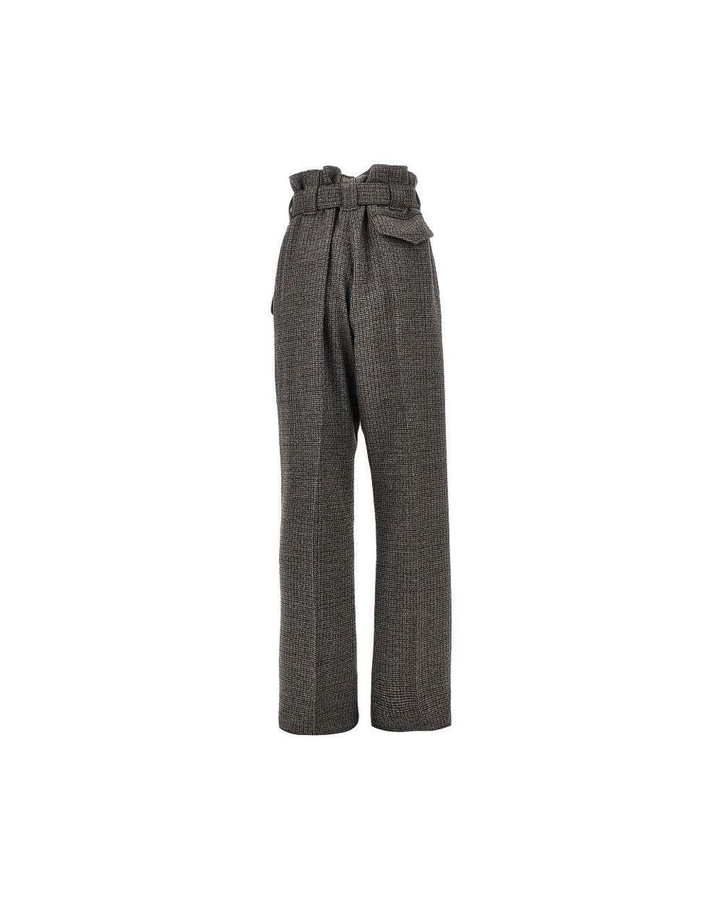 Etro Gray Check Wool Pants With Belt