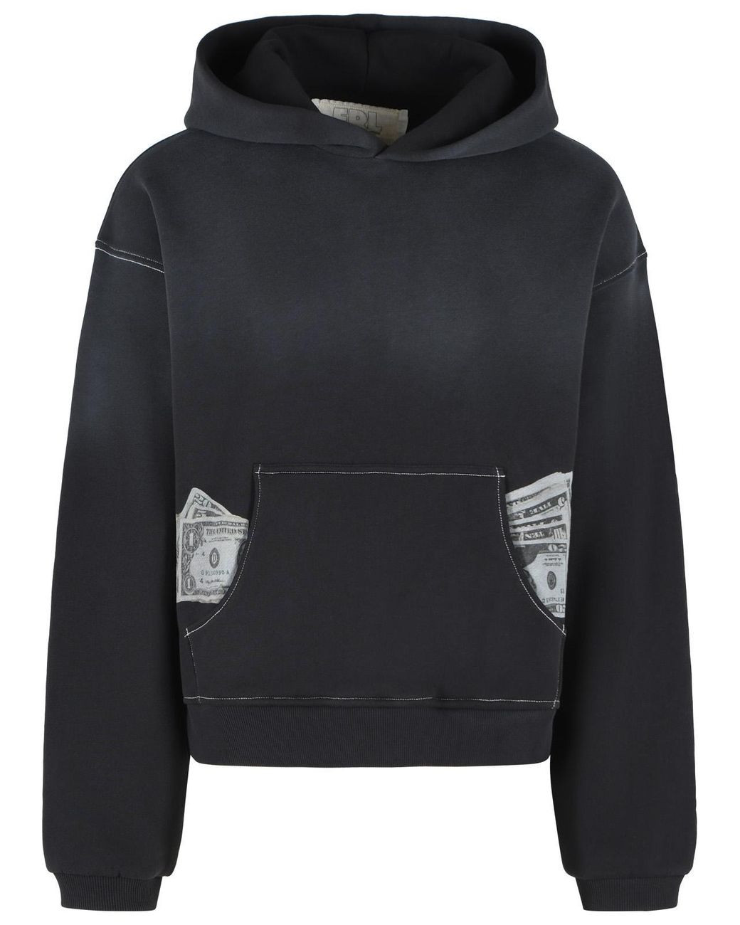 ERL Black 'Money' Washed Cotton Sweatshirt for men