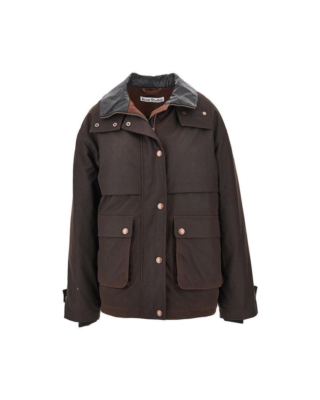 Acne Black Waxed Canvas Padded Jacket