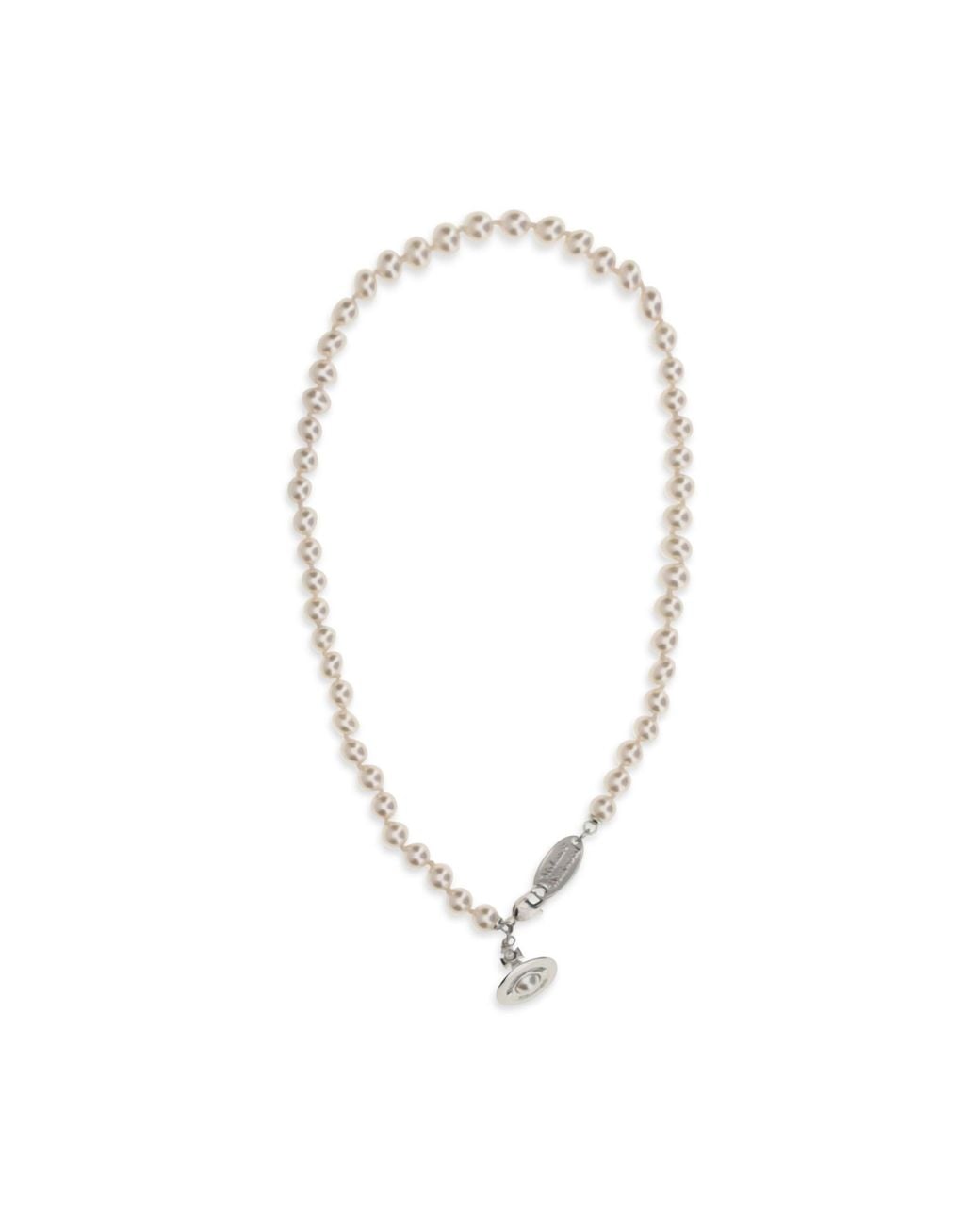 Vivienne Westwood White Simonetta Pearl Necklace Platinum/Creamrose
