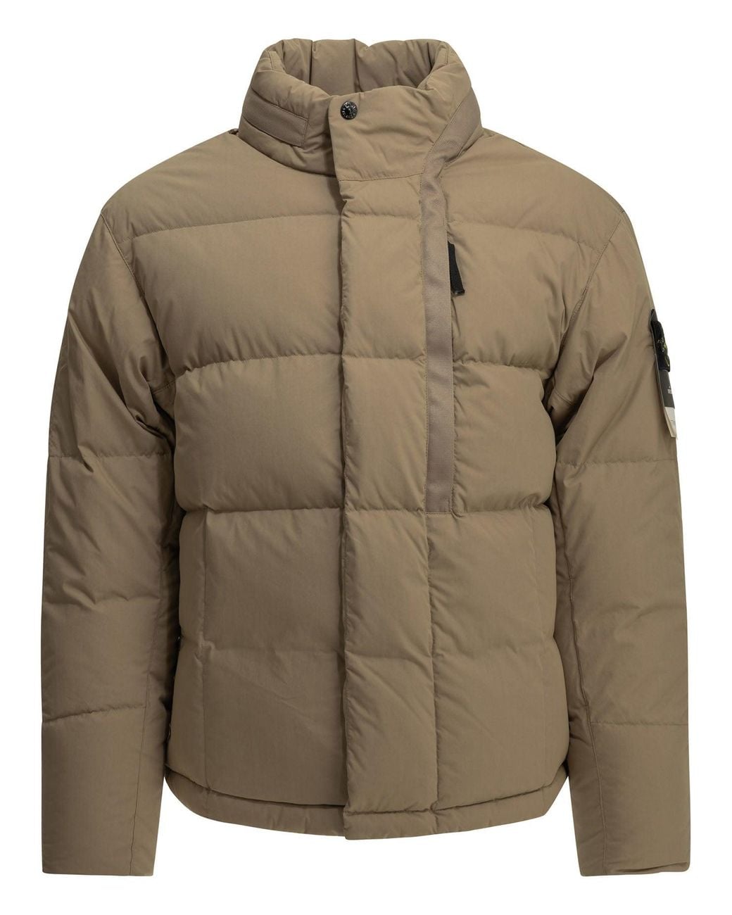Stone Island Green Short Down Jacket With Logo for men