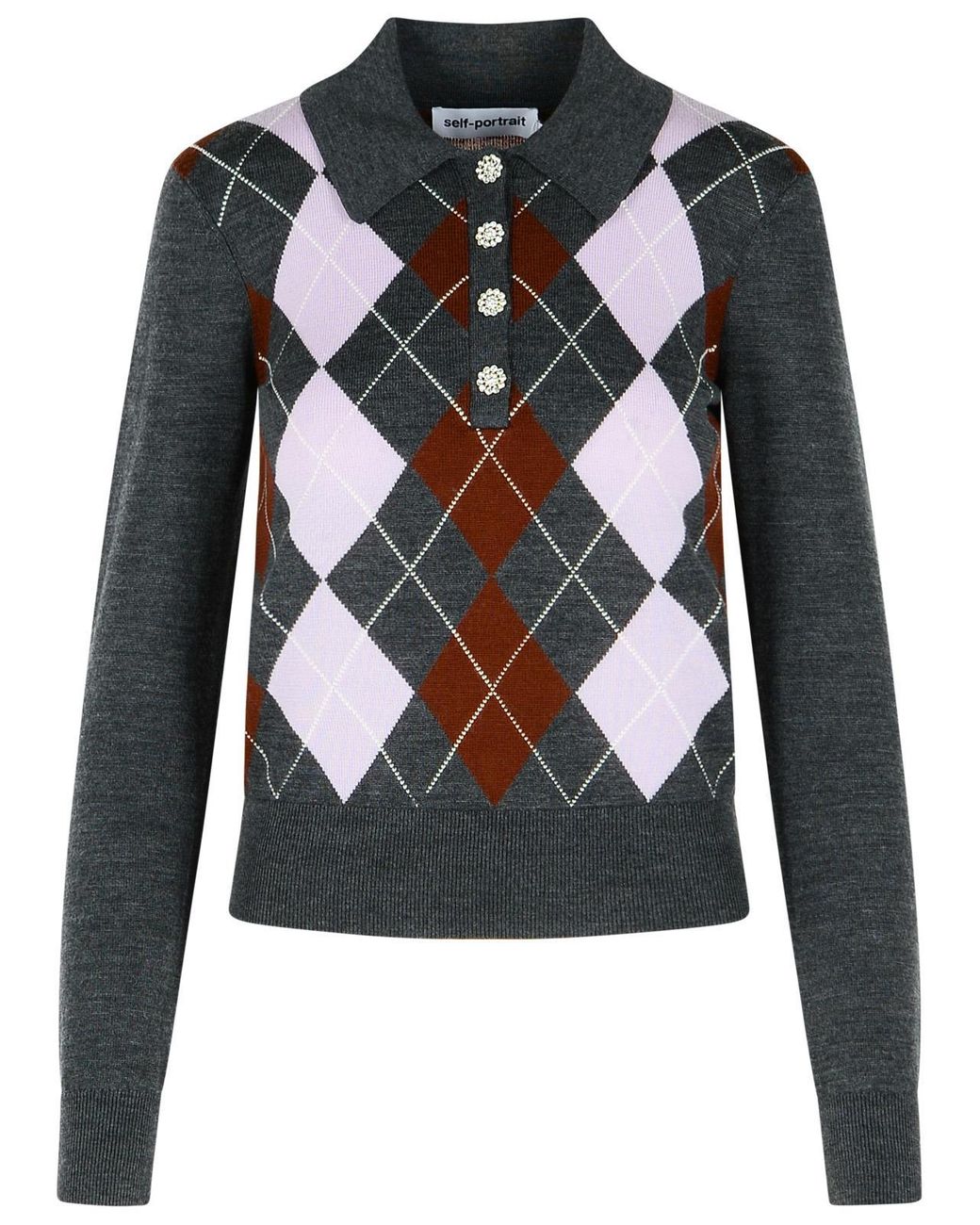Self-Portrait Black Self Portrait 'Argyle' Wool Sweater