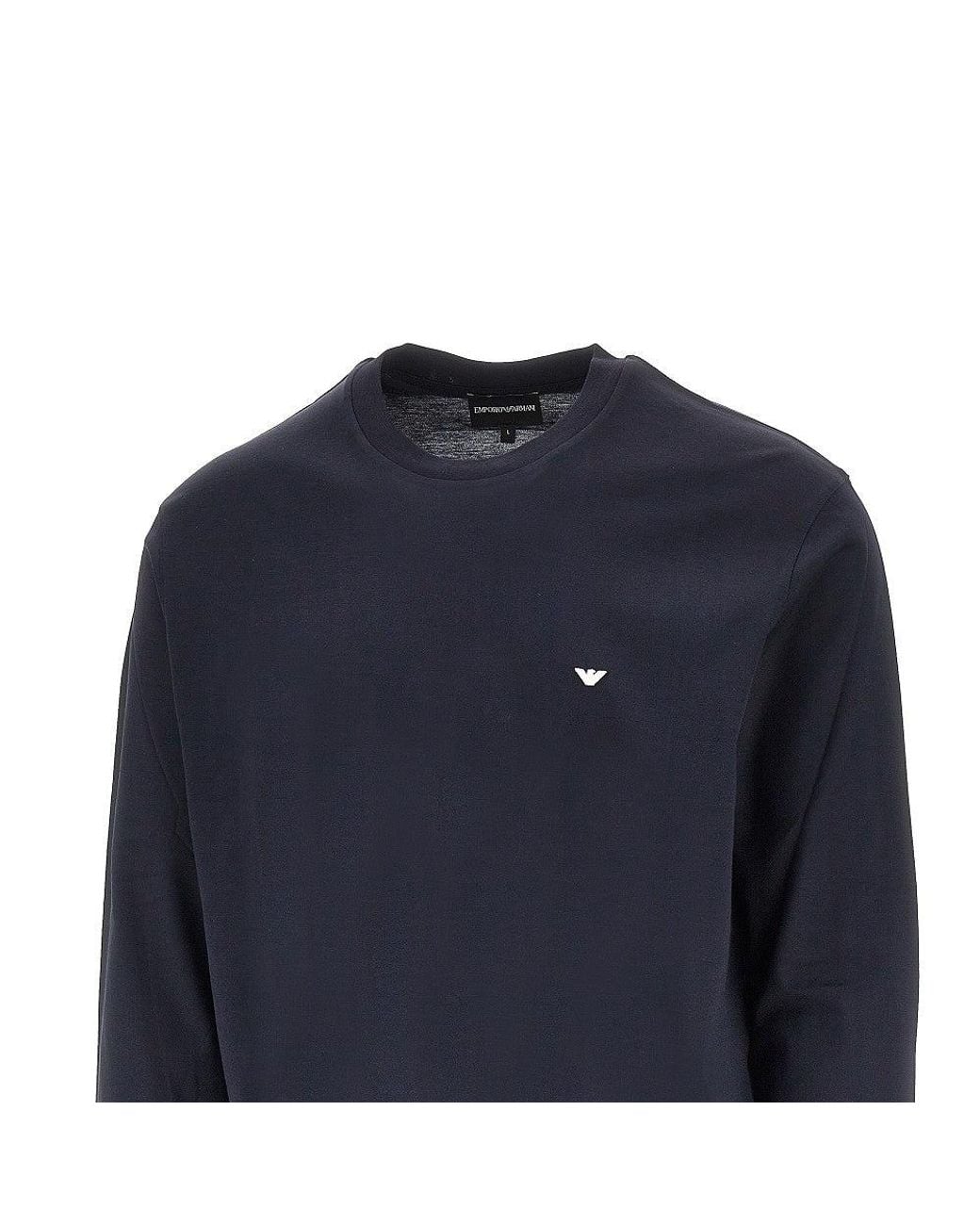 Emporio Armani Blue Lyocell And Cotton Blend T-Shirt With Logo for men