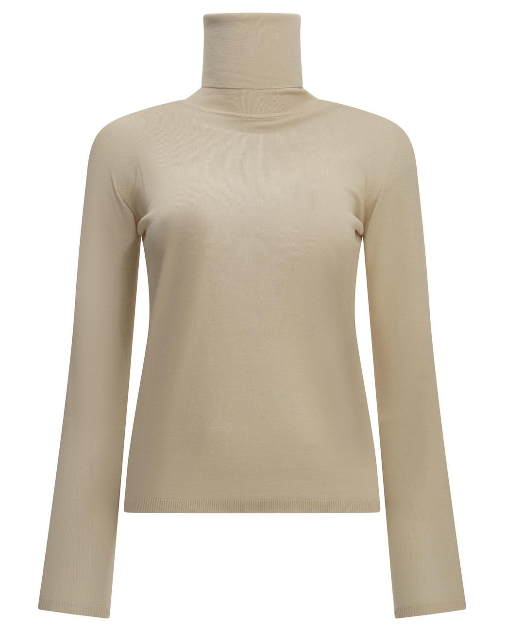 Max Mara Natural Virgin Wool Turtleneck Sweater