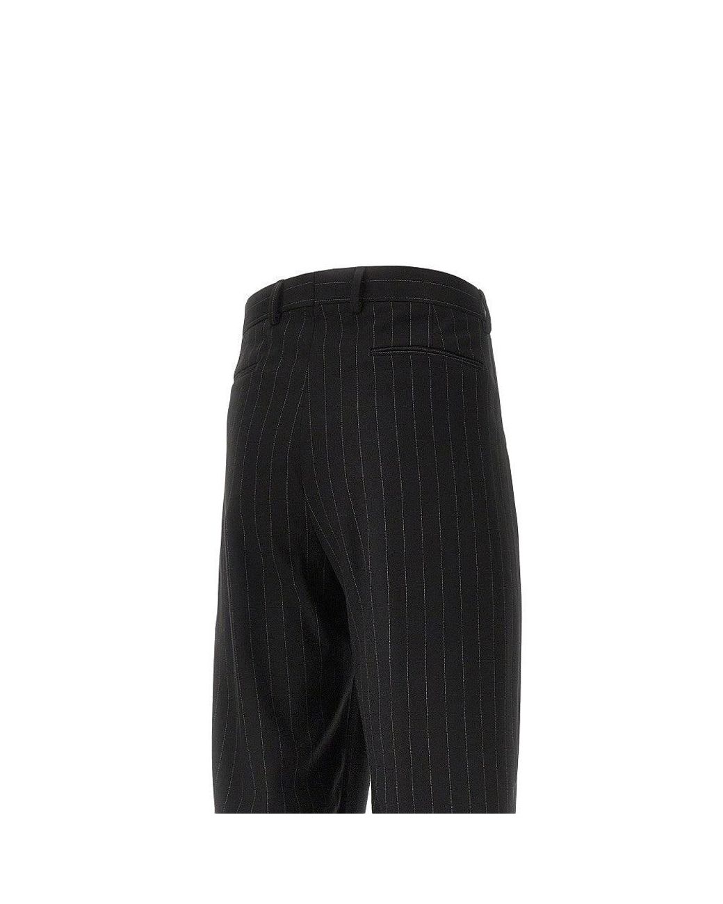MARSĒM Black Pinstriped Twill Pants With Darts for men
