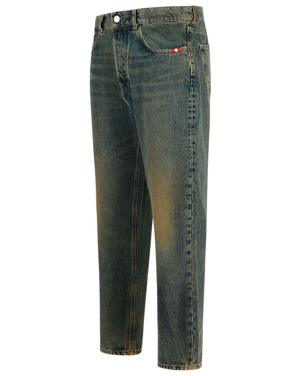 AMISH Green 'Jeremiah' Dirty Cotton Jeans for men