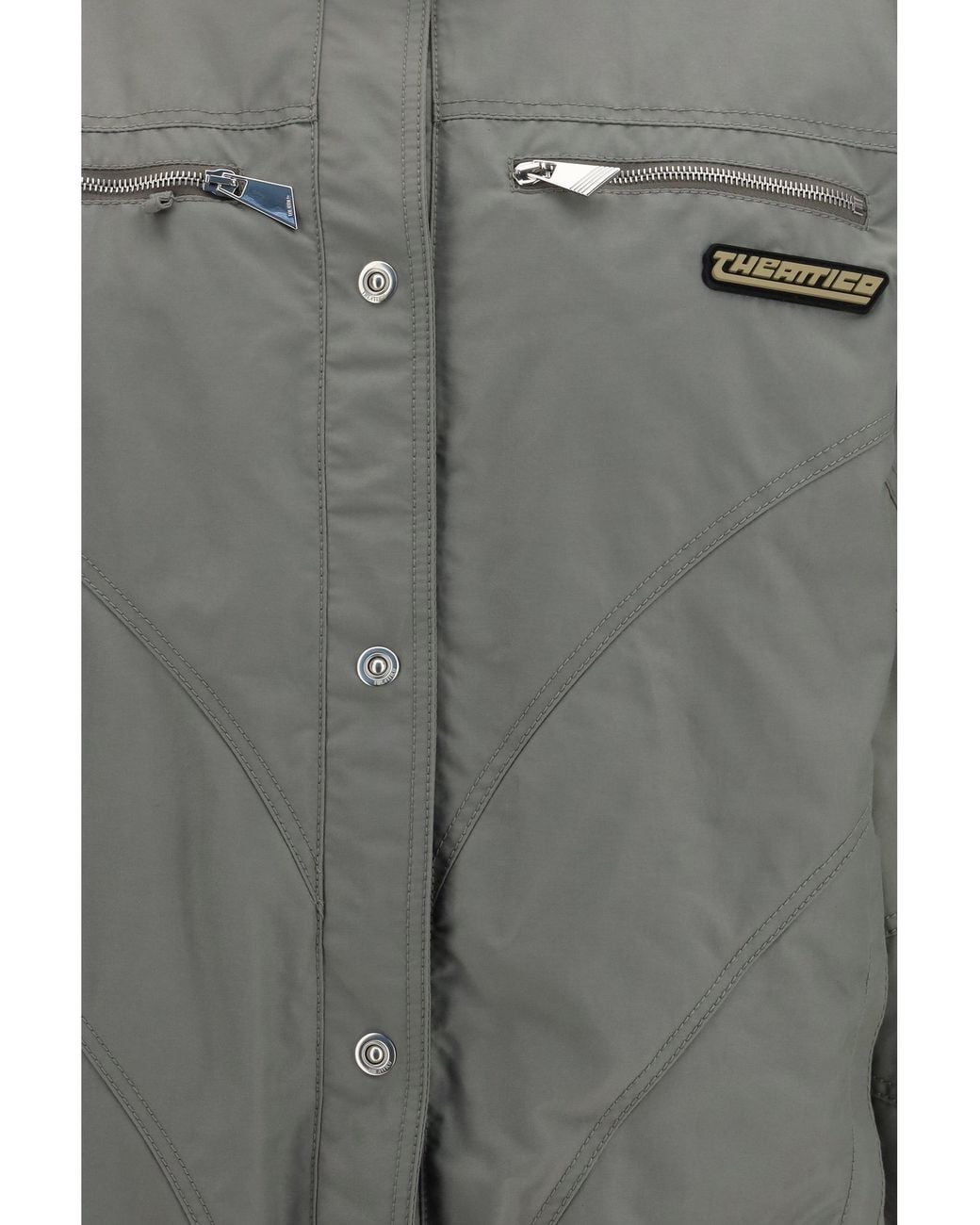 The Attico Gray High-Neck Bomber With Zips