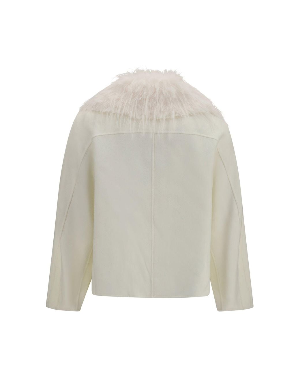 Loulou de Saison White Rafe Jacket Faux-Fur Collar Ivory