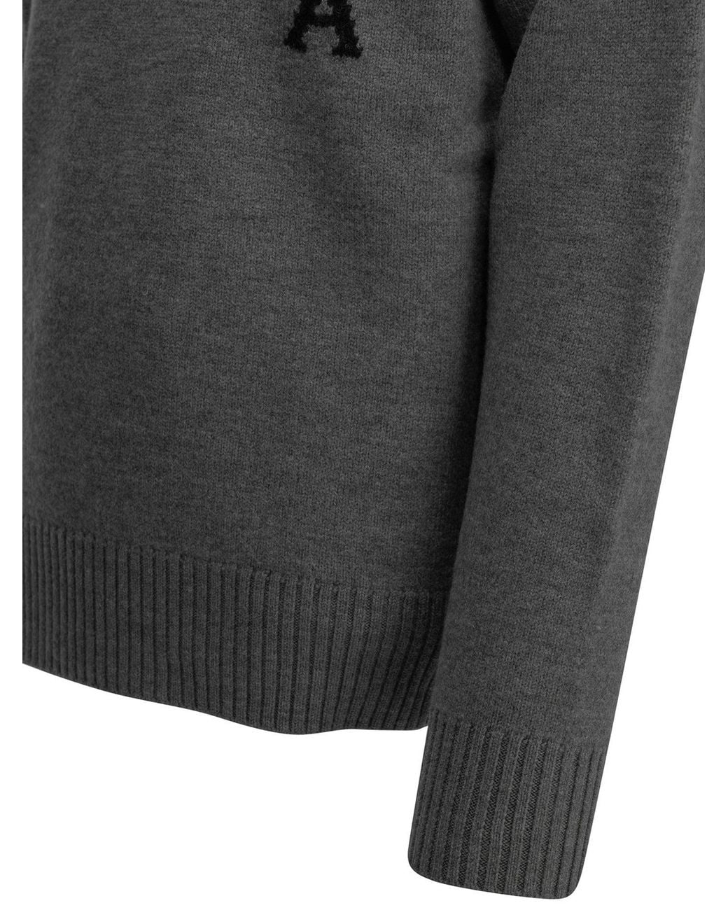 AMI Gray "Ami De Coeur" Crew-Neck Sweater for men
