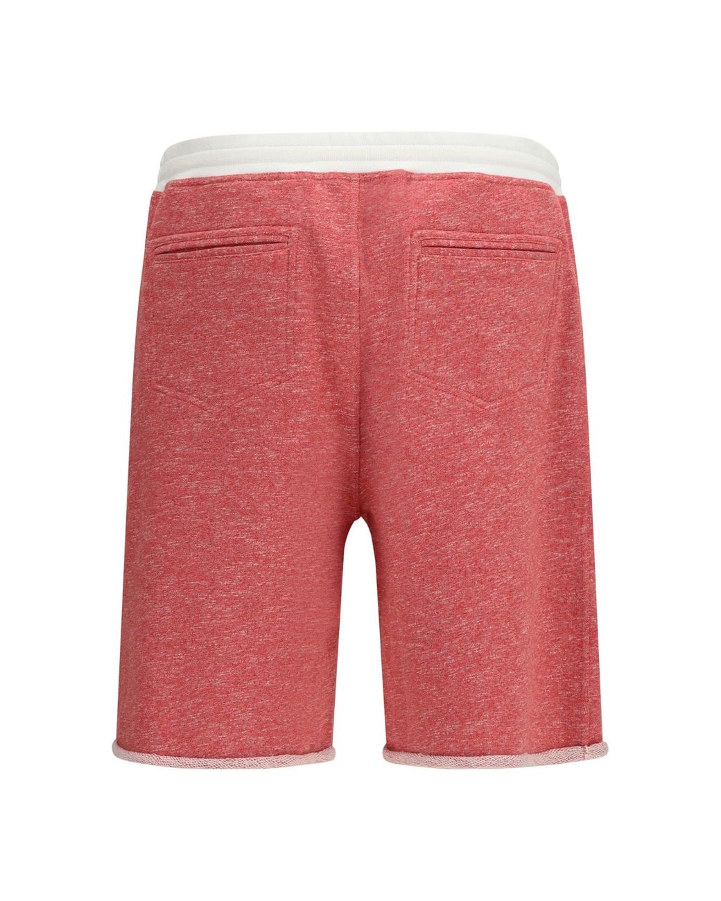 Brunello Cucinelli Red Cotton And Linen Shorts With Logo for men