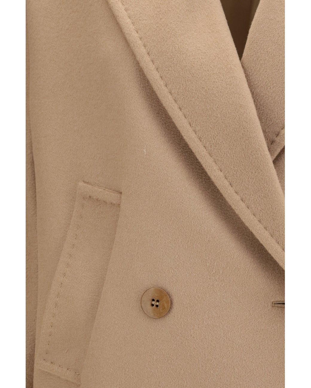 Max Mara Natural Double Breasted Wool Drap Coat