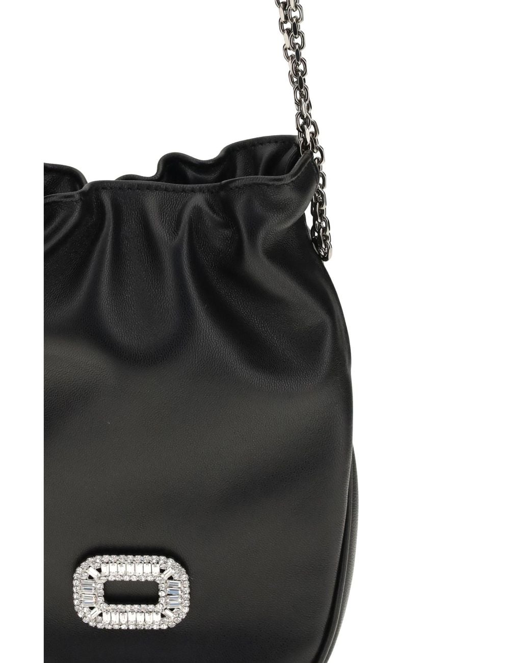 Roger Vivier Black Bucket Bag Nano Pilgrim Lambskin