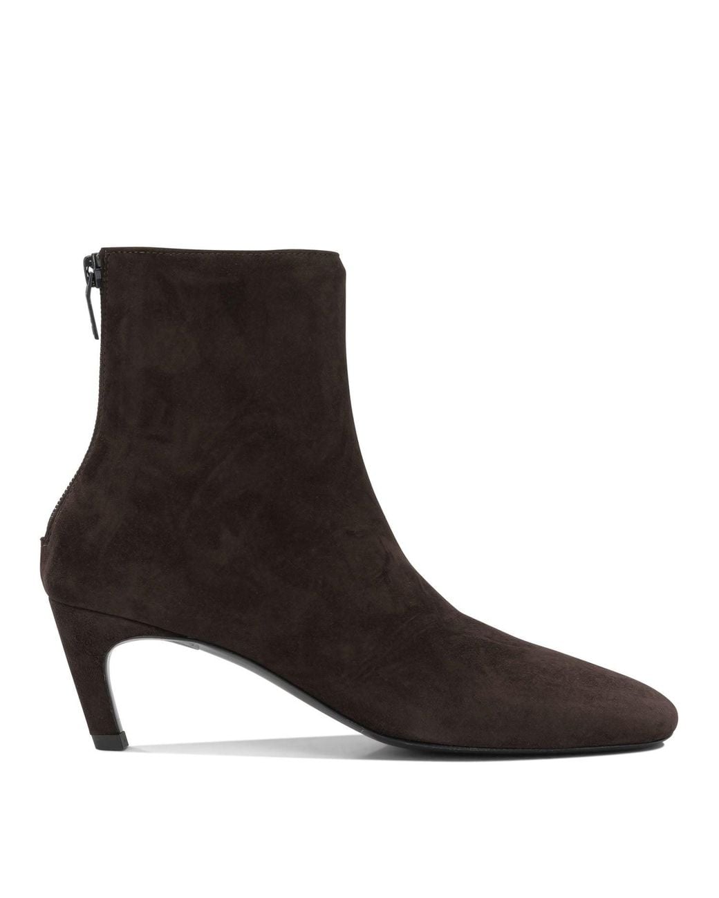 Totême Black Suede Ankle Boots With Zippers