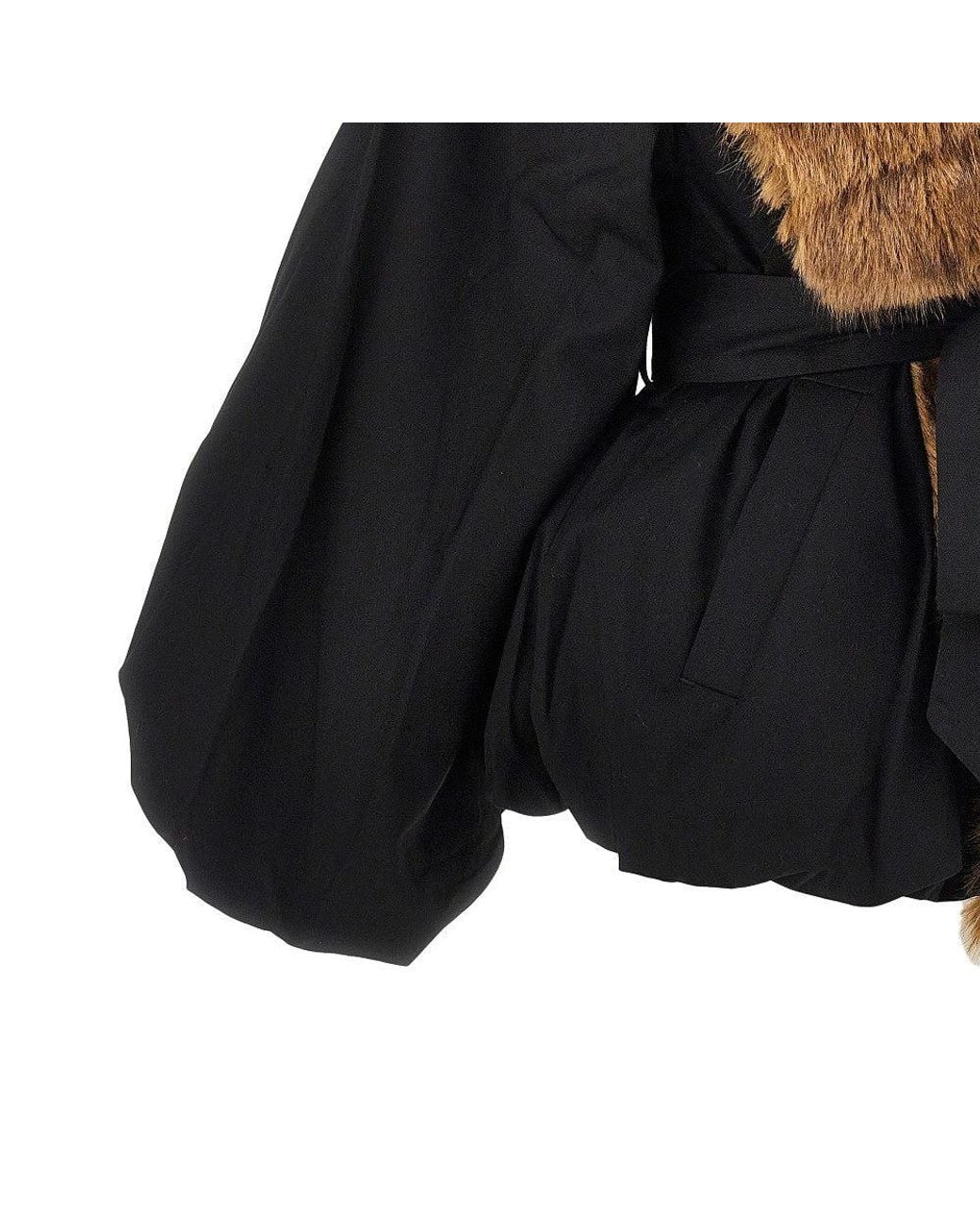 ROTATE BIRGER CHRISTENSEN Brown Faux Fur Collar Twill Jacket