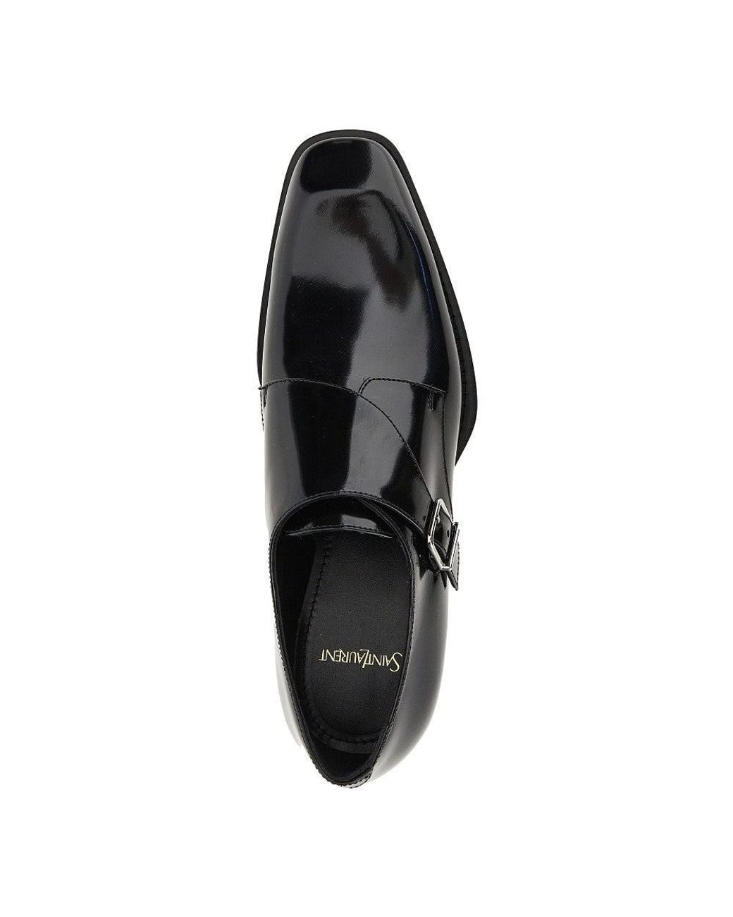 Saint Laurent Black Patent-Leather Monk-Strap Loafers for men