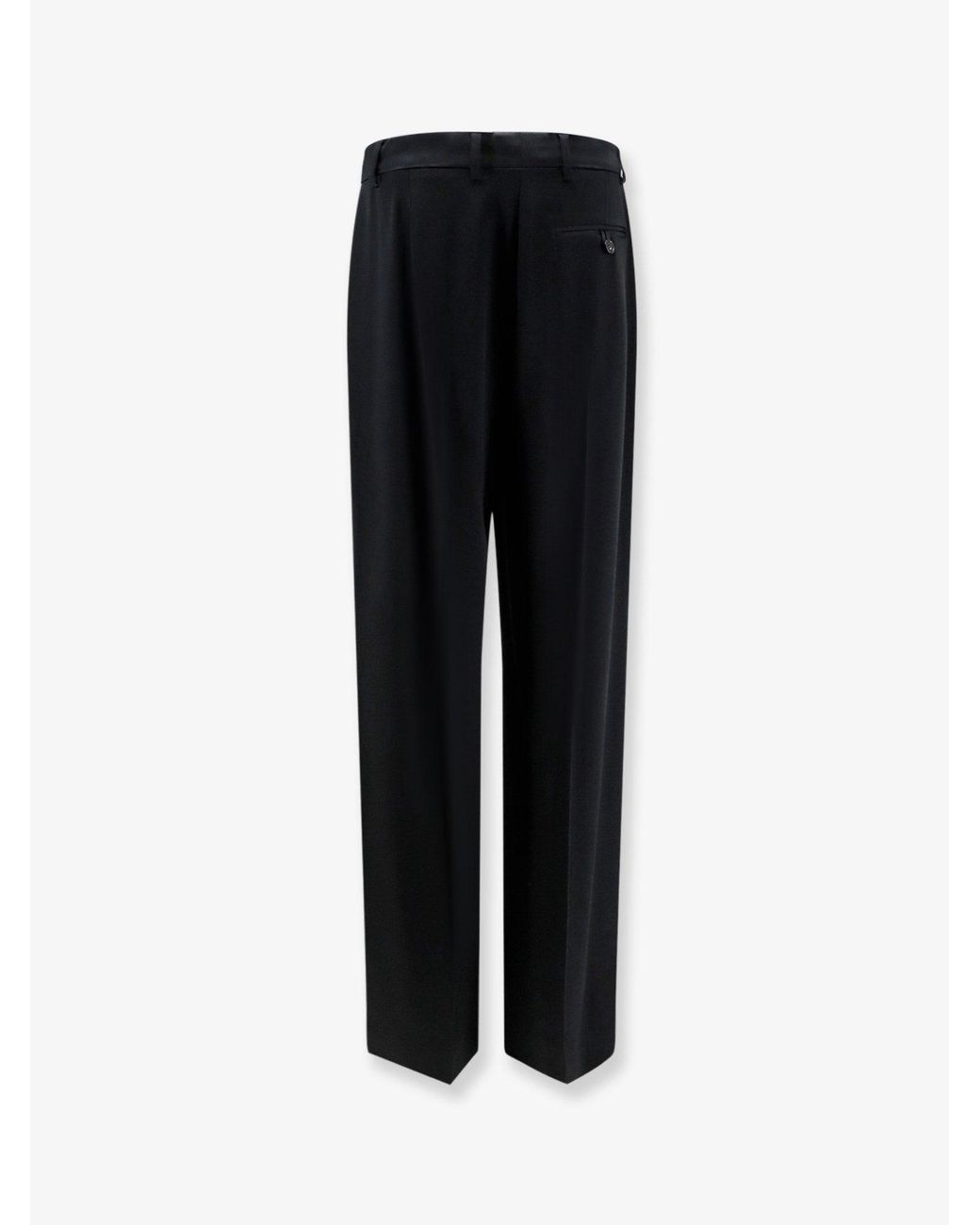 Stella McCartney Black Pleated Straight Satin Trousers