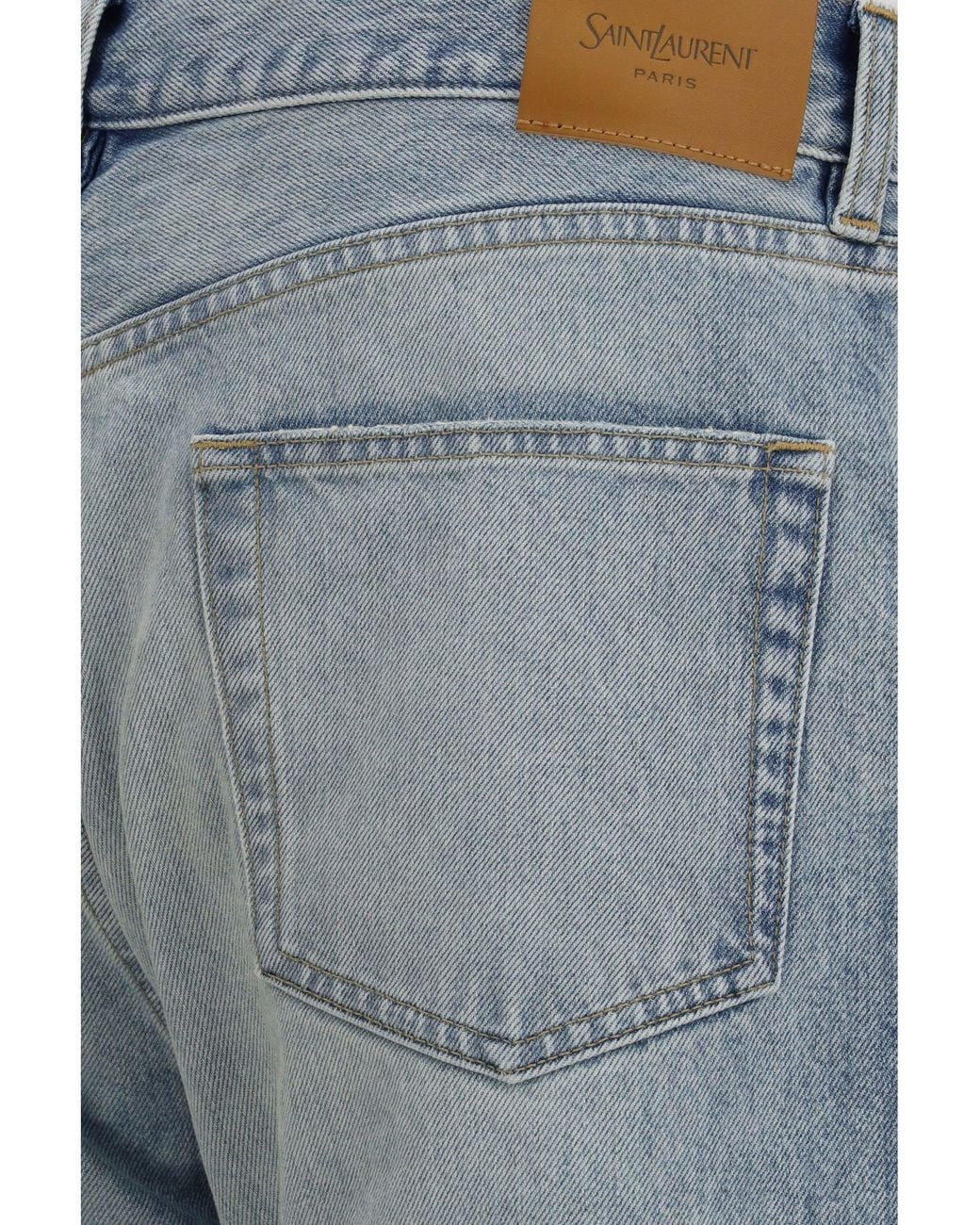 Saint Laurent Blue Cotton Denim Jeans With Stonewashed Finish for men