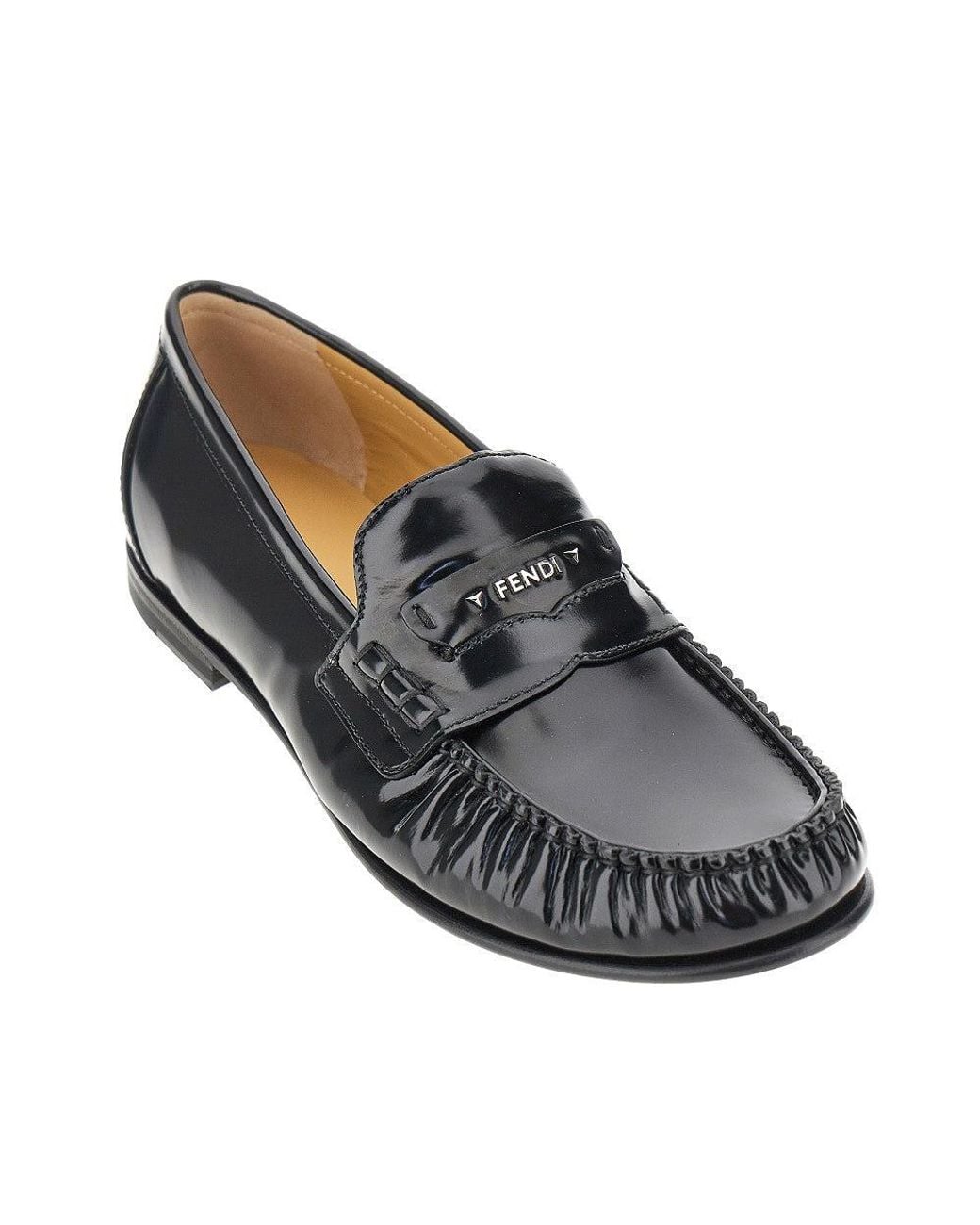 Fendi Blue Scrunch' Leather Loafers 37