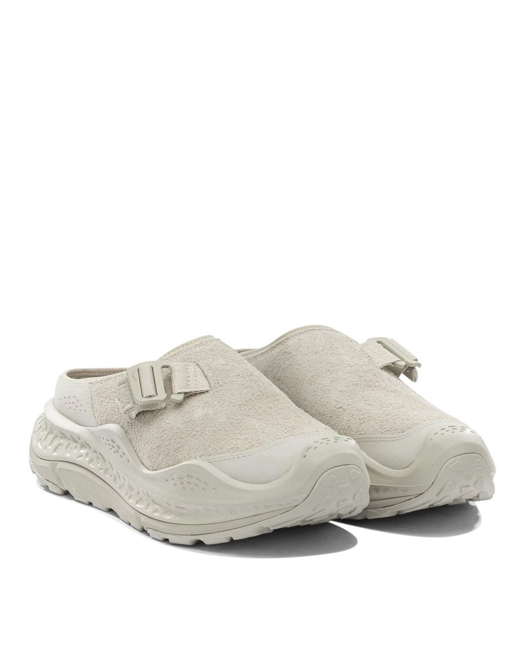 Hoka One One Gray Leather Fabric Rubber Sandals for men