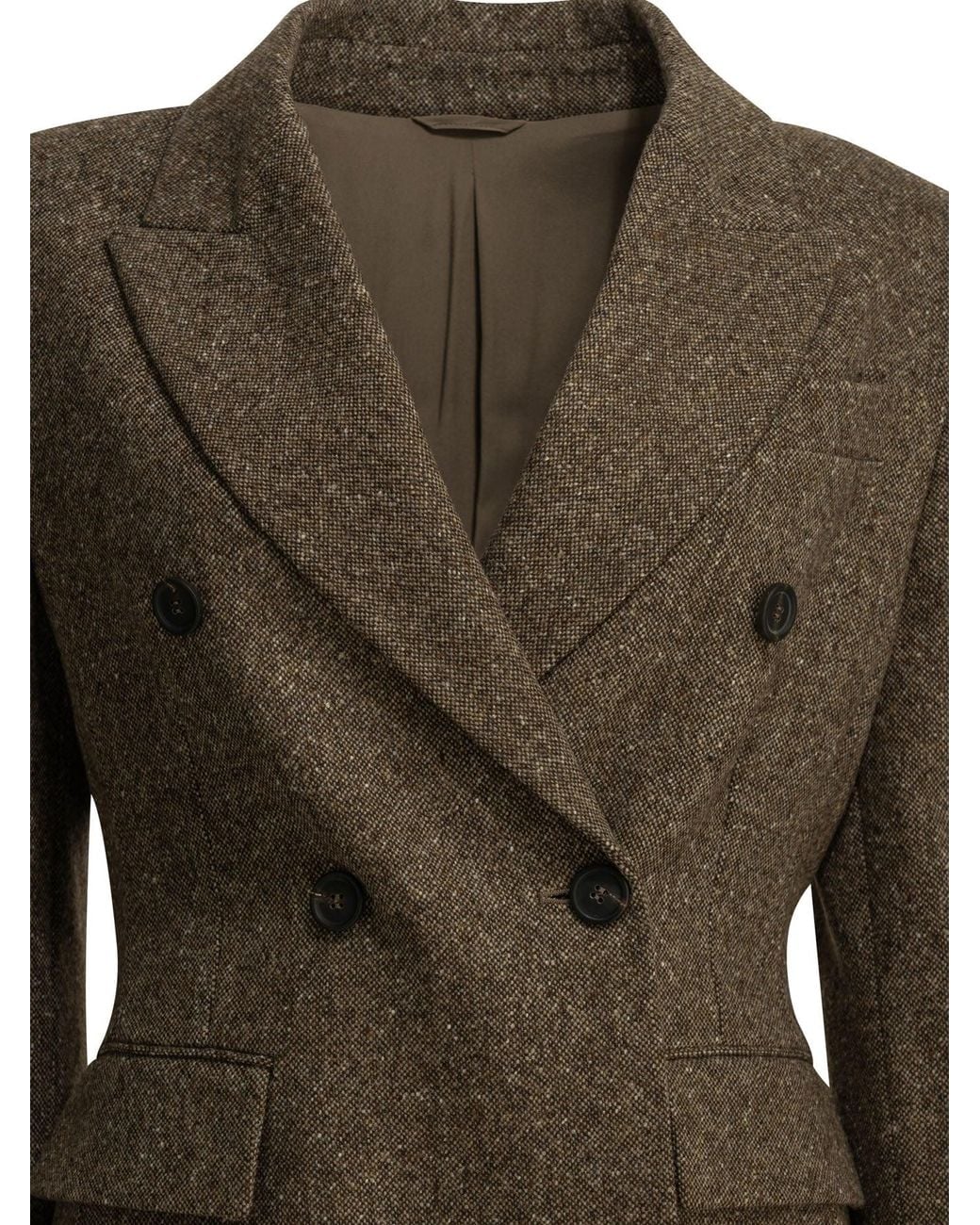 Brunello Cucinelli Green Double-Breasted Wool Blazer